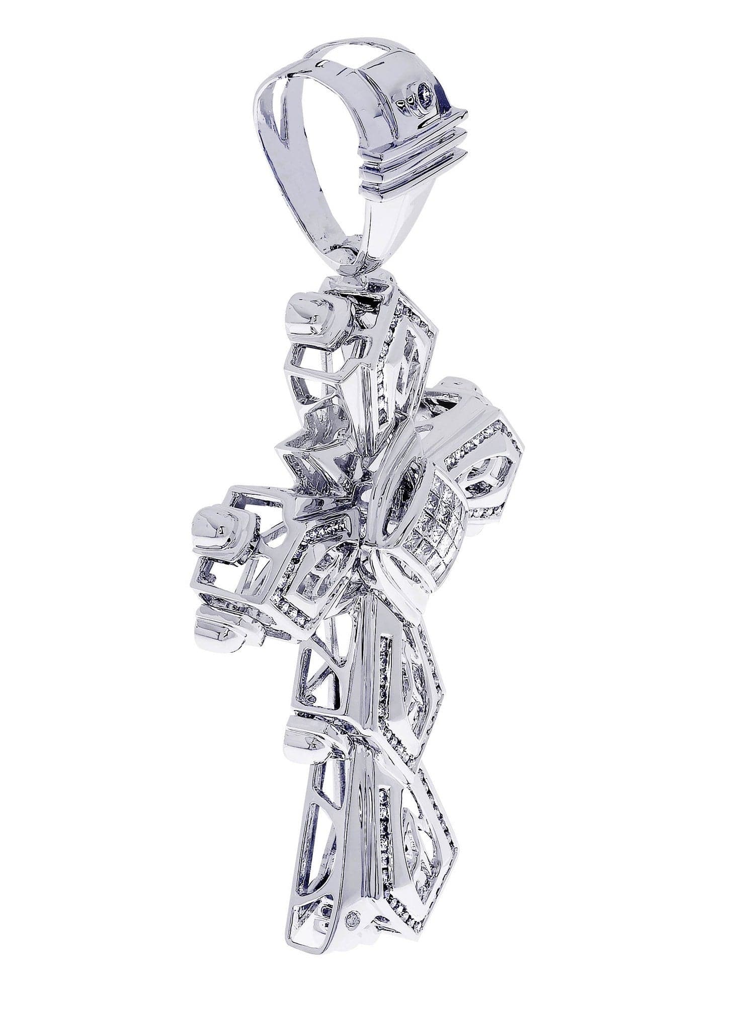 1.78 Carat Diamond Cross Pendant Necklace - 33.09 Grams Solid Gold Religious Jewelry for Women - Perfect for Baptism, Confirmation & Special Occasions