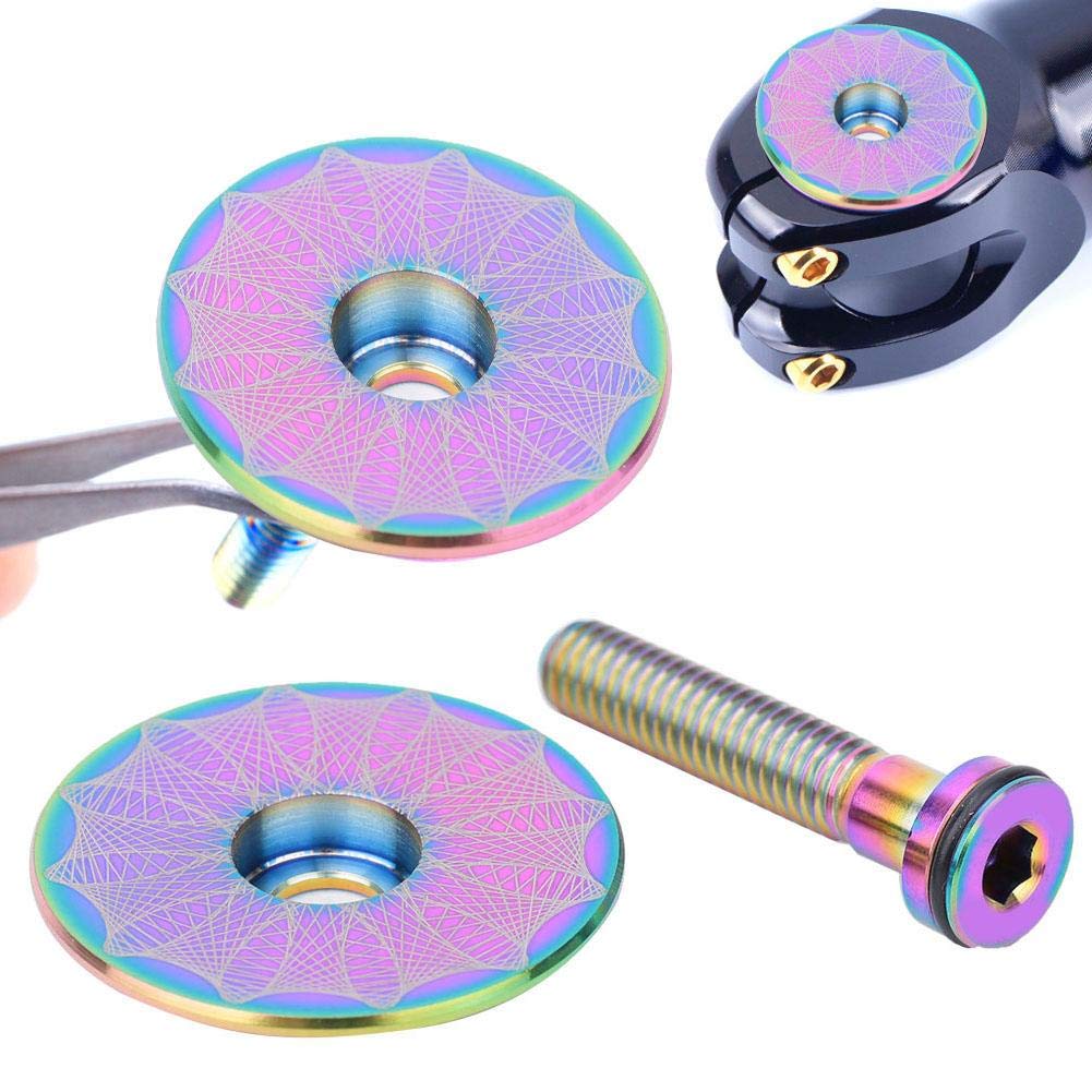 Alloy Bike Headset Cap 2-Pack - Colorful Bike Fork Expander & Stem Top Caps with Screw Set - Perfect for MTB, Road Bikes & Cycling Accessories