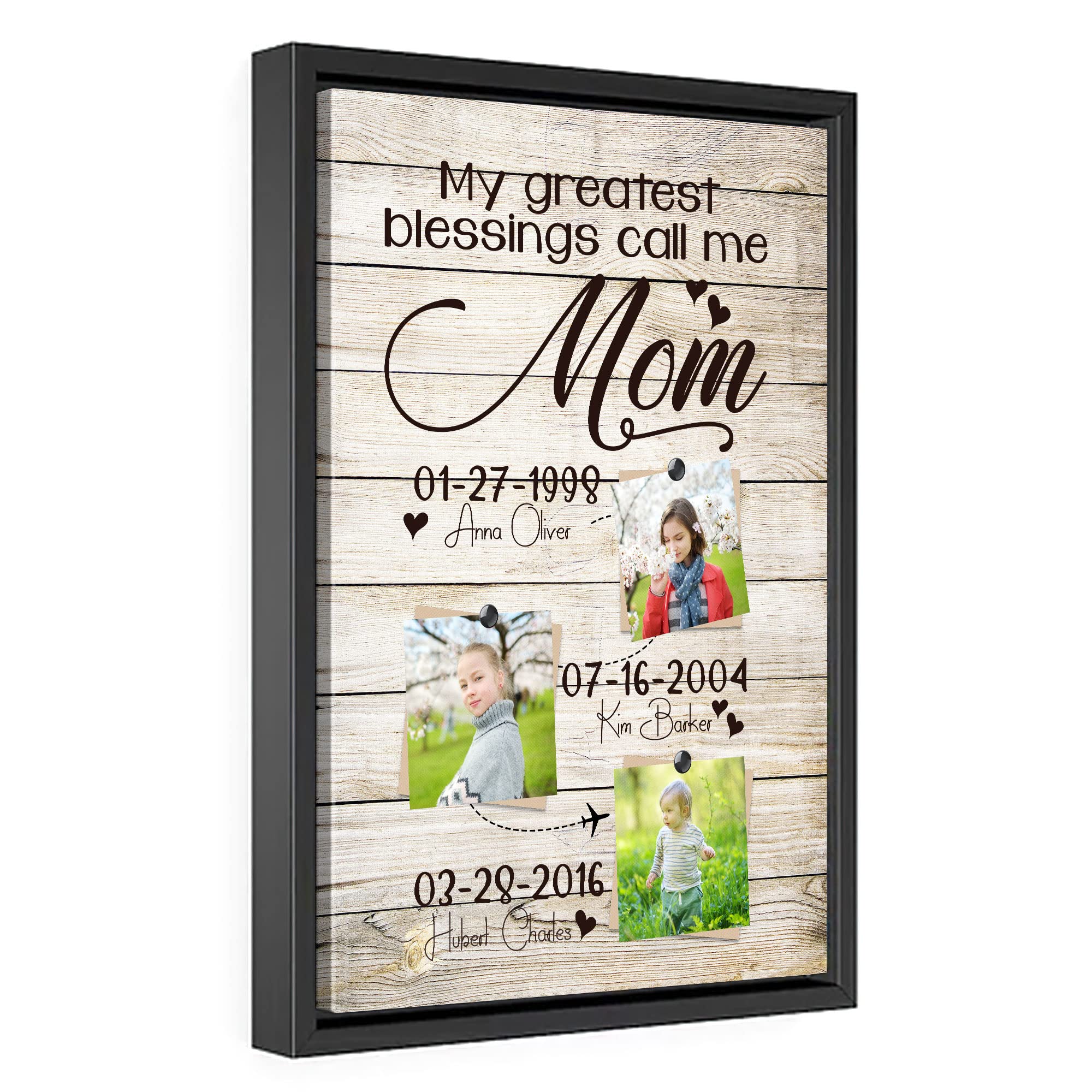 Personalized Canvas Gift For Mom - Custom Photo & Text Poster, 'My Greatest Blessings Call Me Mom' Wall Art, Birthday & Mother's Day Gift, Perfect for Living Room & Bedroom Decor