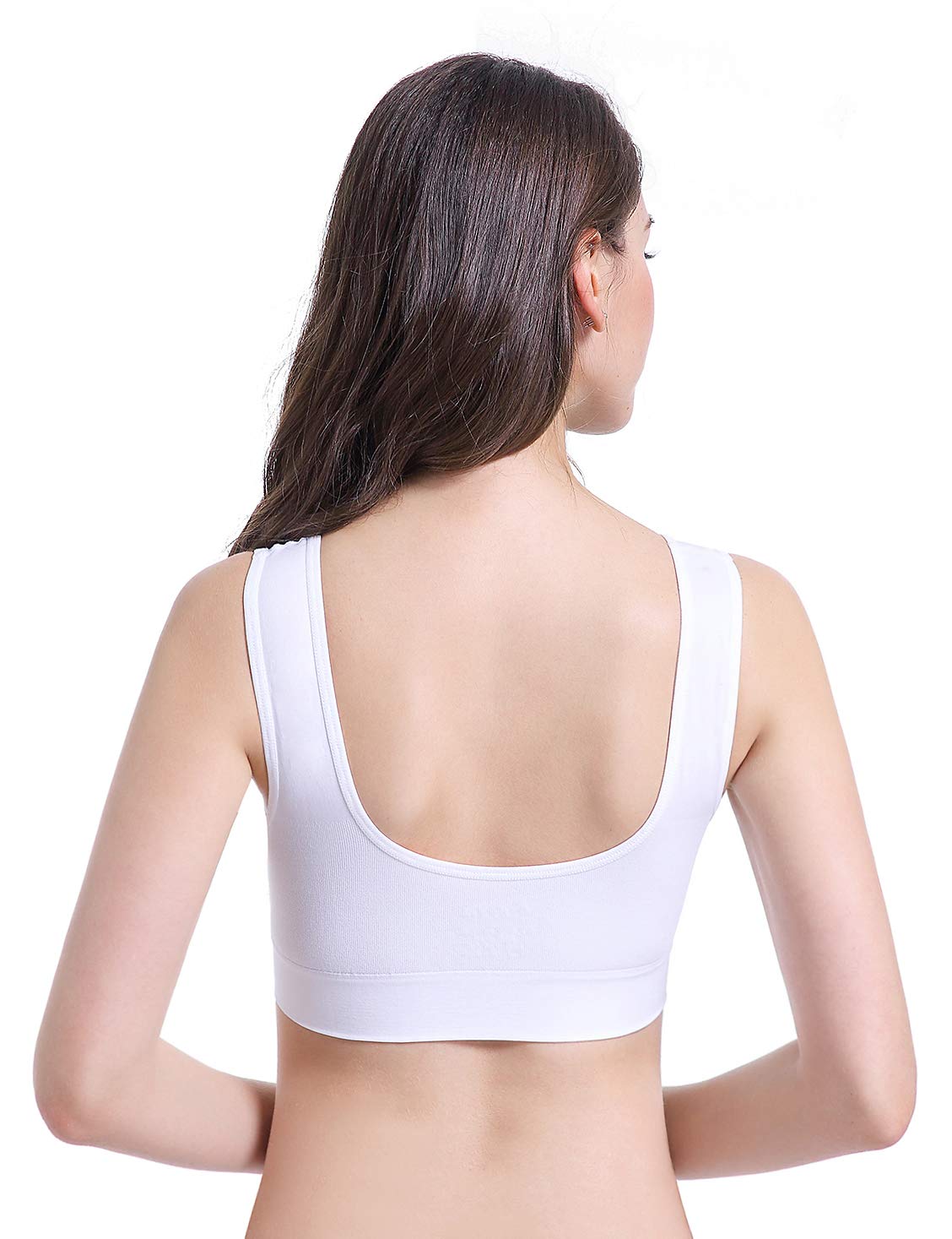 PRETTYWELL Women's Sleep Bras - 3 Pack Seamless Wireless Comfort Yoga Sports Bra with Removable Pads | Soft Stretchy Lounge Bras for Sleeping, Yoga, Workout & Relaxation