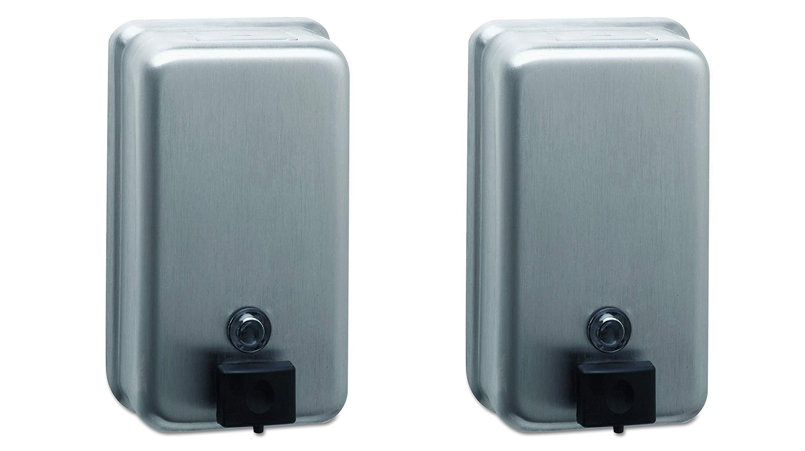 Bobrick 2111 ClassicSeries 40oz Stainless Steel Surface-Mounted Soap Dispenser (2-Pack) - Ideal for Restrooms, Kitchens & Commercial Spaces