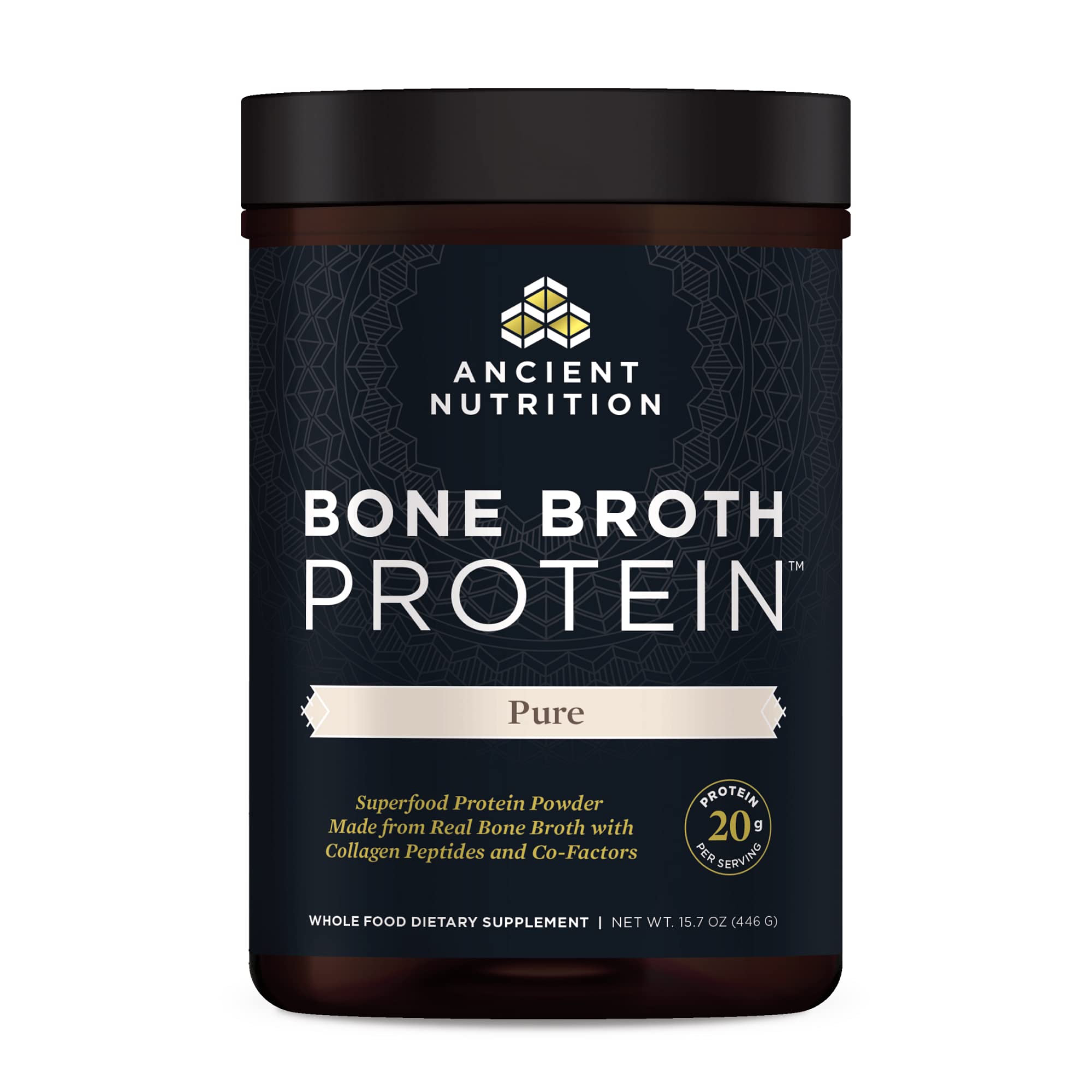 Ancient Nutrition Bone Broth Protein Powder - Unflavored Hydrolyzed Collagen Peptides Supplement, 20g Protein Per Serving, Gluten Free, 20 Servings - Supports Muscle Recovery, Gut Health & Joint Support for Fitness & Wellness Enthusiasts