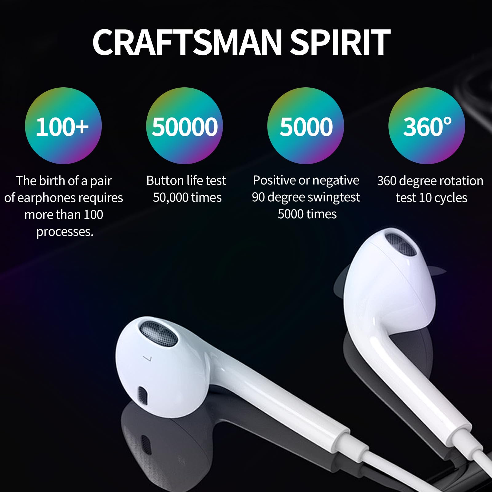 Premium Wired Earbuds with Built-in Mic & Volume Control - Noise Cancelling Headphones for iPhone 14/13/12/11/XR/XS/X/8/7/SE/Pro/Pro Max - Compatible with All iOS Devices - Perfect for Gym, Commuting & Office Use