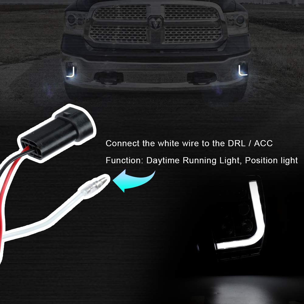 ROCCS LED Fog Lights & DRL for Dodge Ram 1500 (2013-2018) - Black Housing, Clear Lens - Daytime Running Lights & Passing Driving Lamps - Perfect for Off-Roading, Night Driving & Enhanced Visibility