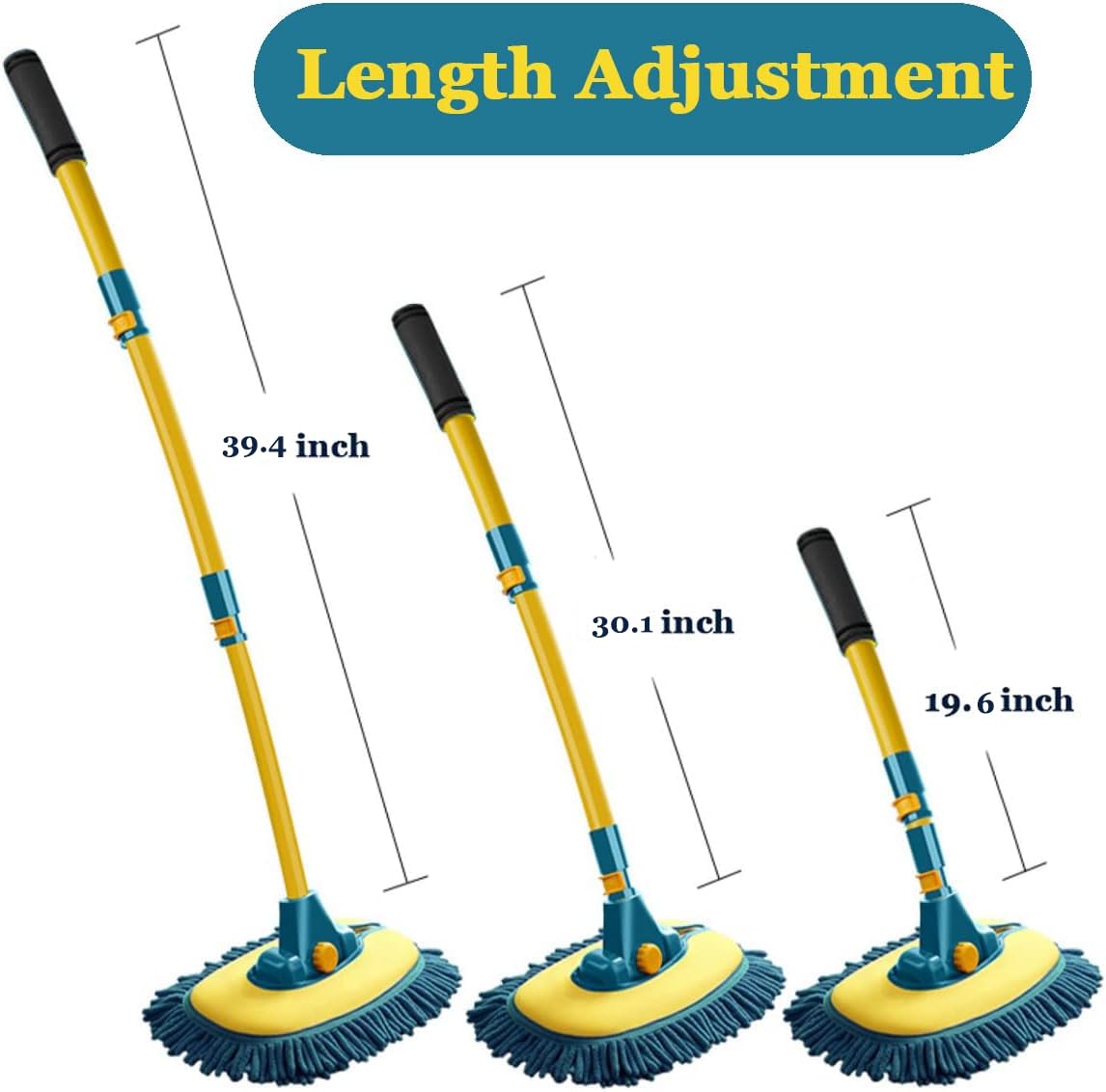 Long Handle Car Wash Brush with Microfiber Mitt, 1 Replacement Head & Extension Pole - Complete Car Cleaning Kit for Cars, Trucks, SUVs, and RVs - Ideal for Home and Professional Use