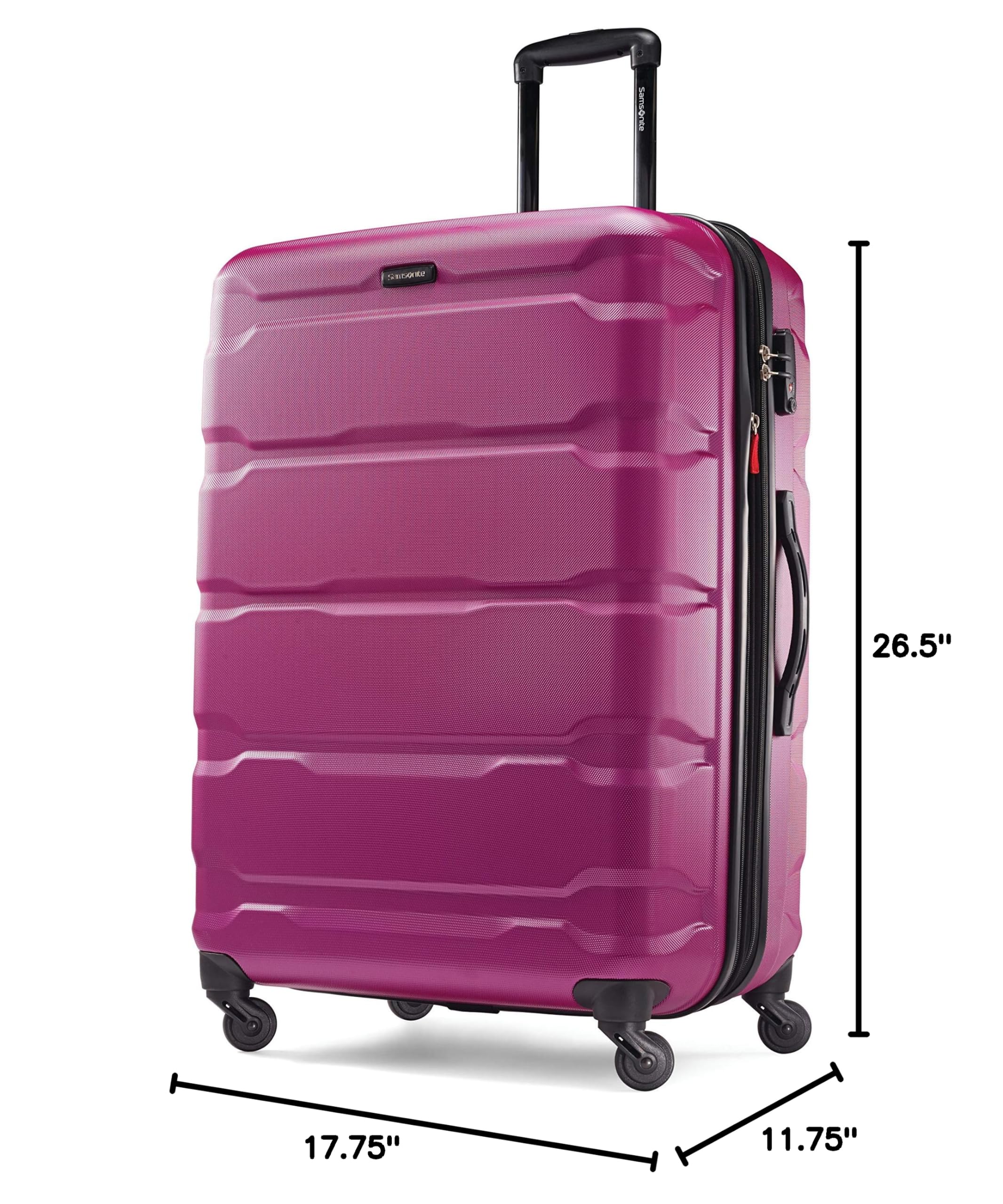 Samsonite Omni PC Hardside Expandable Luggage with 360° Spinner Wheels, Radiant Pink, 24-Inch Checked-Medium Suitcase - Perfect for Air Travel, Business Trips & Vacation Packing