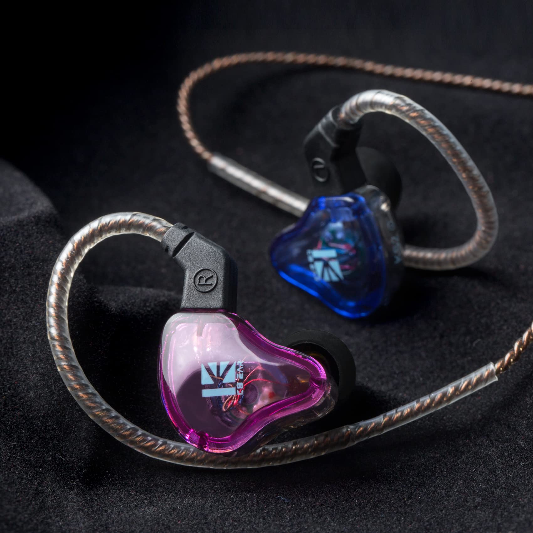 Kinboofi KBEAR KS2 HiFi Hybrid Stereo Wired In-Ear Monitors with Noise Cancelling - Detachable 2-Pin Cable & Built-in Mic (Blue) | Professional Audiophile Earphones for Musicians, Studio Recording & Sports Workouts