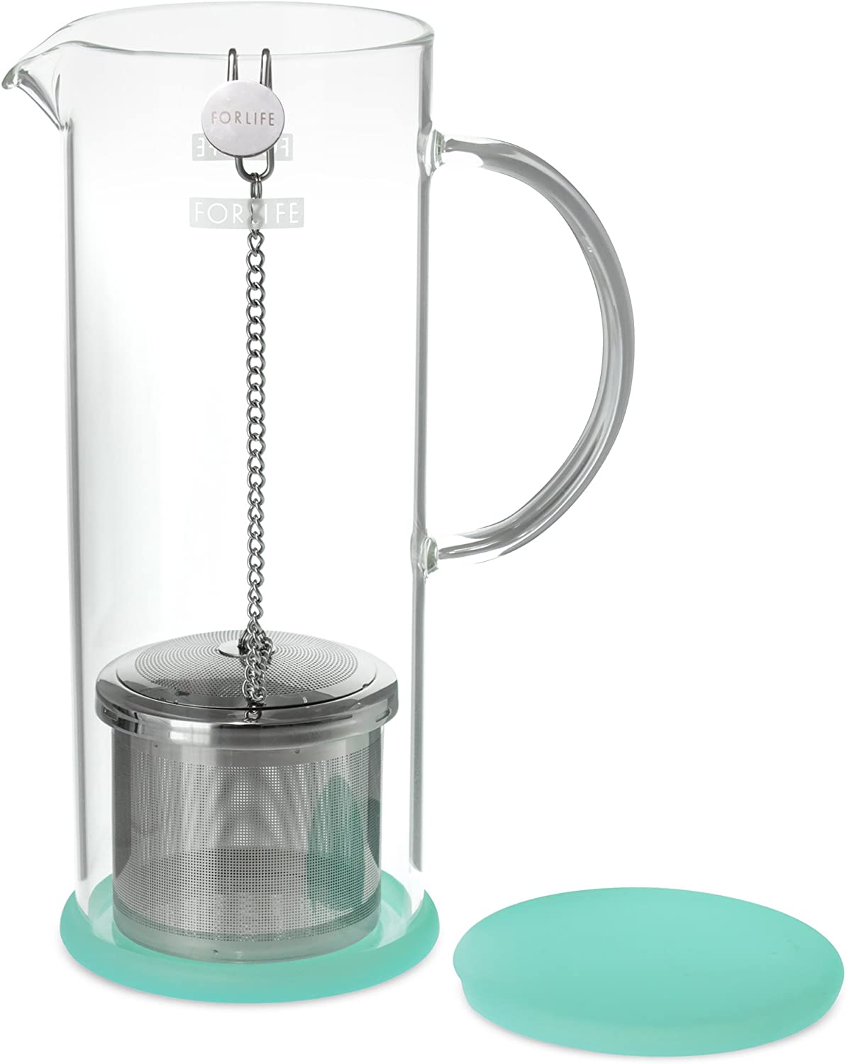 FORLIFE LUCENT 48oz Glass Iced Tea Pitcher with Removable Tea Infuser - BPA-Free, Perfect for Mint Iced Tea, Lemonade & Summer Beverages - Great for Parties, BBQs & Outdoor Gatherings