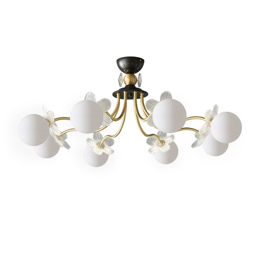 Elegant Blossom Flower Glass Chandelier - Crystal Ceiling Light Fixture for Dining Room, Bedroom & Living Room Decor | Perfect for Wedding, Home & Restaurant Lighting