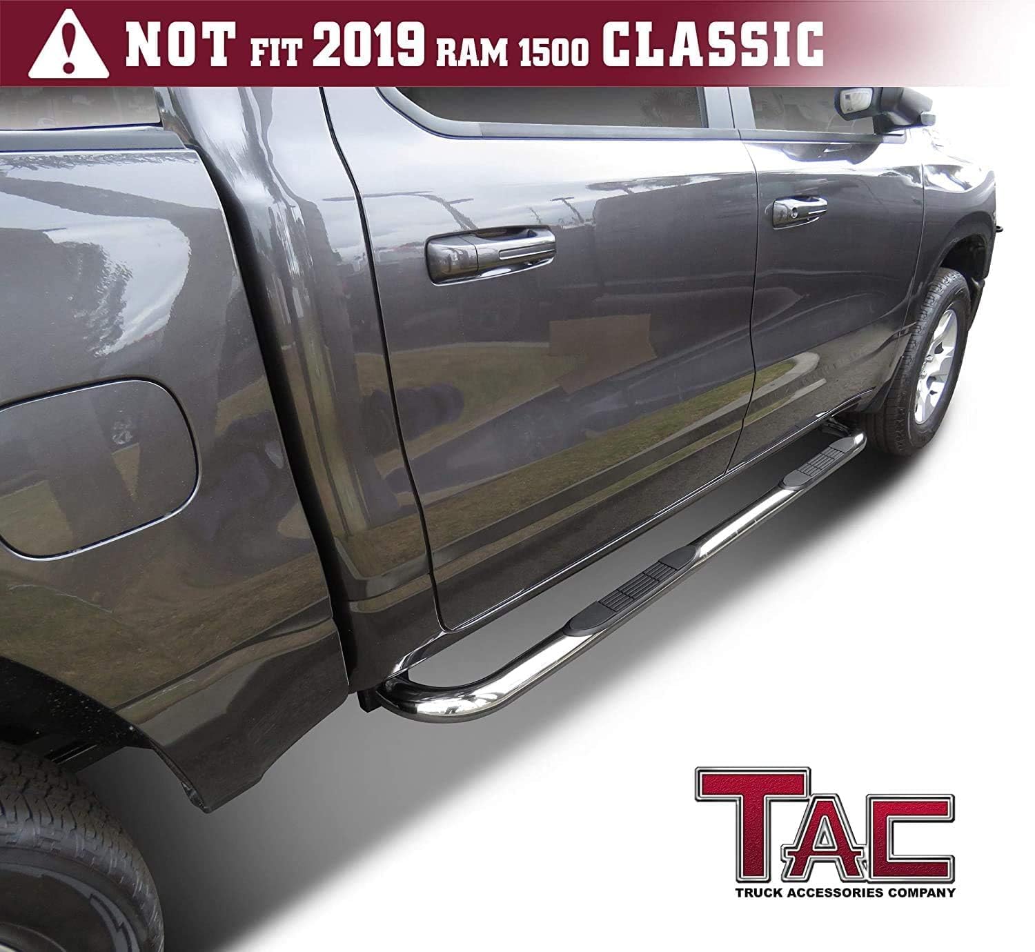 TAC Stainless Steel Side Steps & Nerf Bars for 2019-2025 RAM 1500 Crew Cab (Excludes Classic Models) - 3