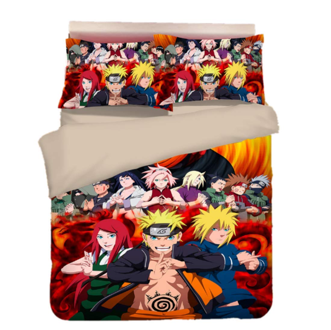 Anime Naruto Bedding Set 3-Piece Duvet Cover with Printed Design - Soft & Comfortable Bedclothes for Kids & Adults - Perfect for Anime Fans, Themed Bedrooms & Cozy Nights