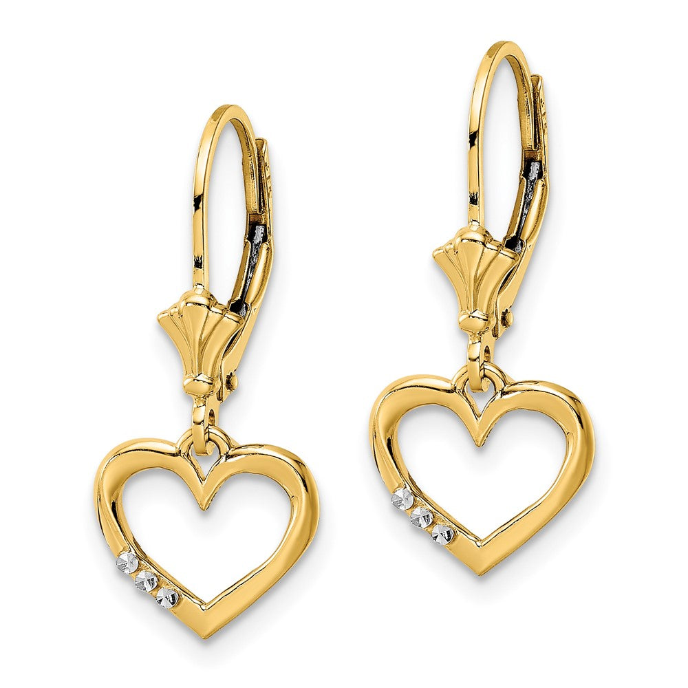 Gold Diamond Cut Heart Leverback Earrings TM805 - Elegant Dangle Earrings for Women, Perfect for Valentine's Day, Anniversary, Wedding & Special Occasions