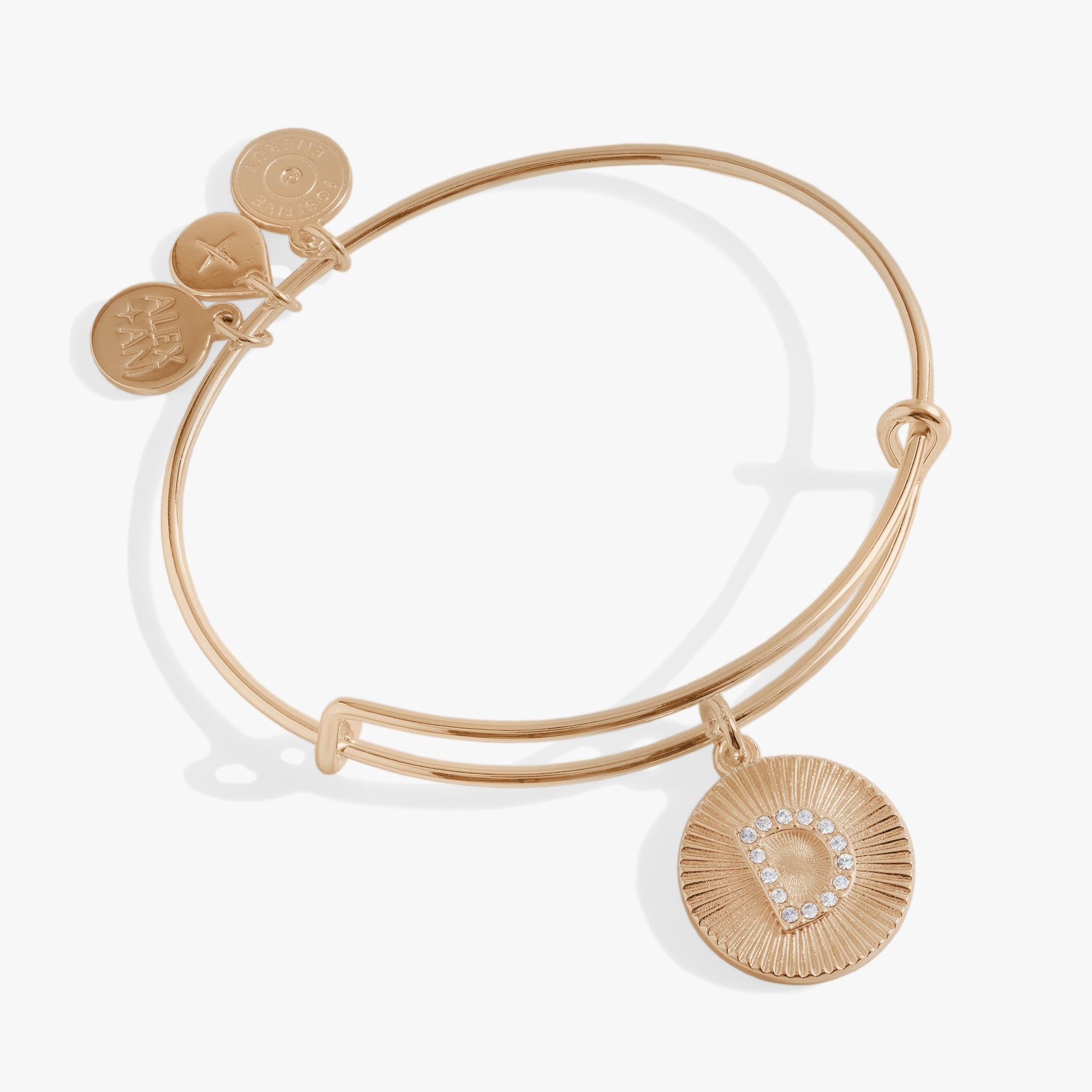 Initial D Pave Starburst Texture Bangle Bracelet - Elegant Sparkling Jewelry for Women, Perfect for Parties, Weddings & Special Occasions