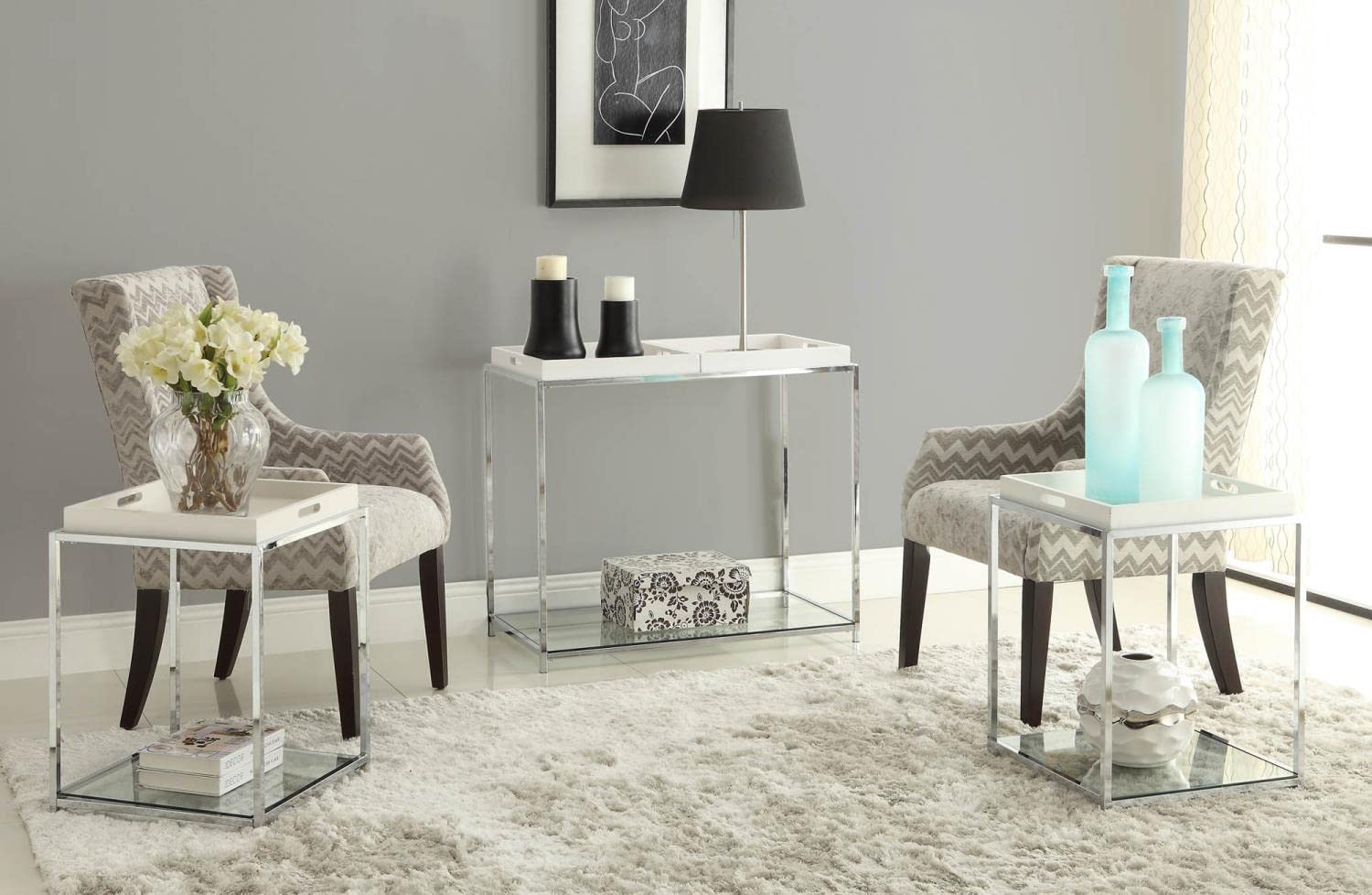 Convenience Concepts Palm Beach Console Table - White Entryway Sofa Table for Hallway, Living Room & Bedroom Decor