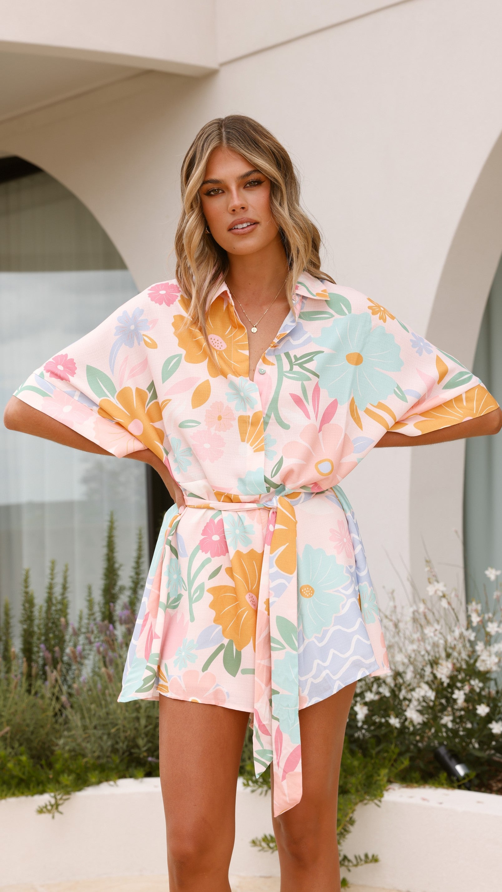 Carmen Playsuit - Blush Petal Floral Romper Jumpsuit for Women | Summer Outfits, Beach Vacation, Date Night Outfits