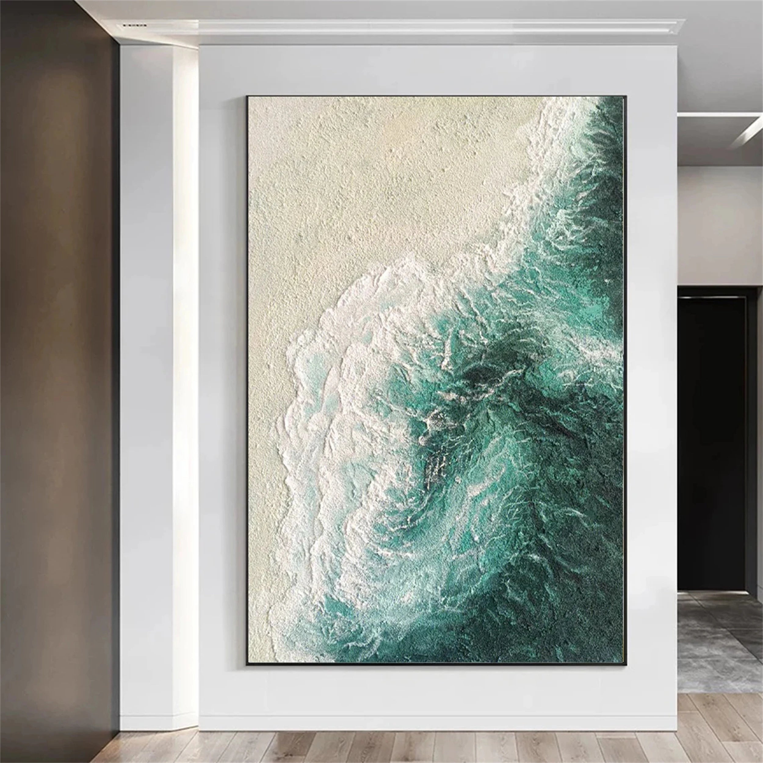 Ocean and Sky Painting #OS 049 - Handmade Canvas Wall Art for Home Decor, Office & Living Room - Serene Seascape Landscape Artwork