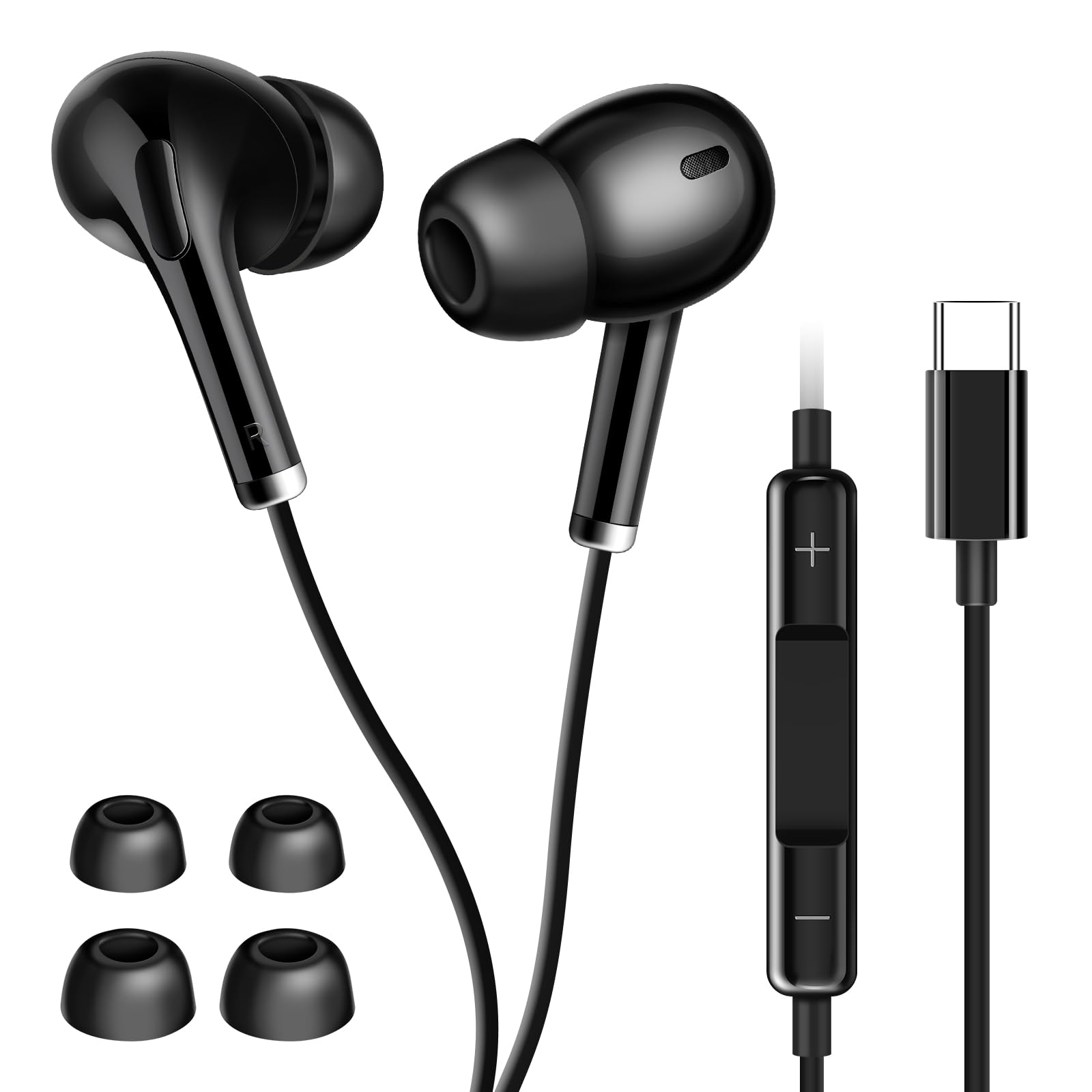 Aolcev USB C Wired Headphones with Microphone & Noise Cancellation - Bass Stereo In-Ear Earphones for iPhone 16/15 Pro Max, Samsung Galaxy S25/S24 Ultra/S23 FE/A55 - Perfect for Gaming, Music & Calls