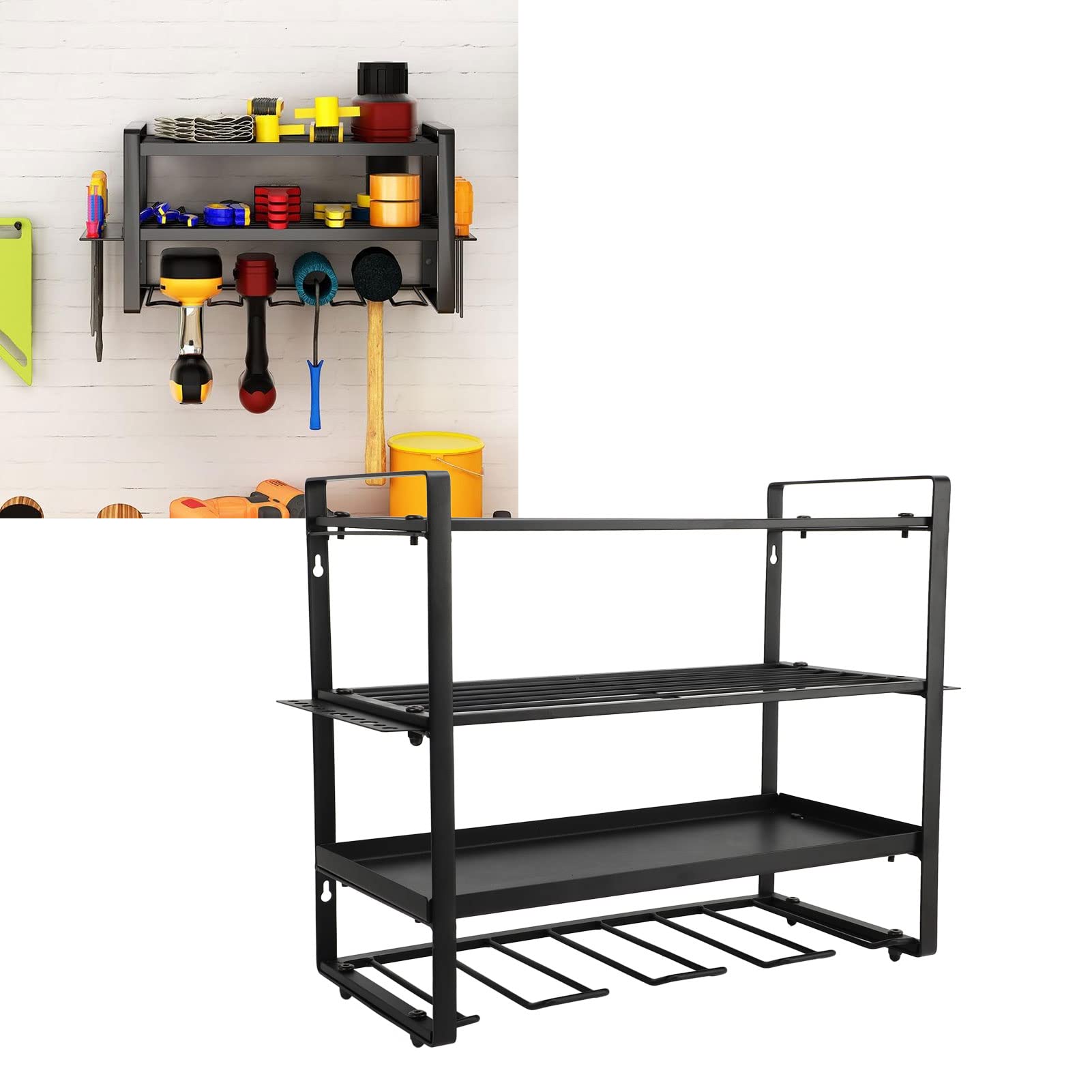 Heavy Duty 4-Layer Power Tool Organizer Wall Mount - Garage Workshop Storage Rack for Drills, Saws & Tools | Perfect for DIY Projects & Home Improvement