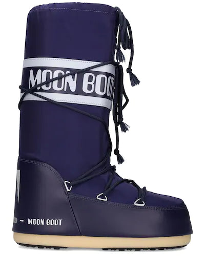 Moon Boot Navy Nylon Waterproof Winter Boots for Women & Men - Comfortable Outdoor Snow Boots for Hiking, Walking & Cold Weather Activities