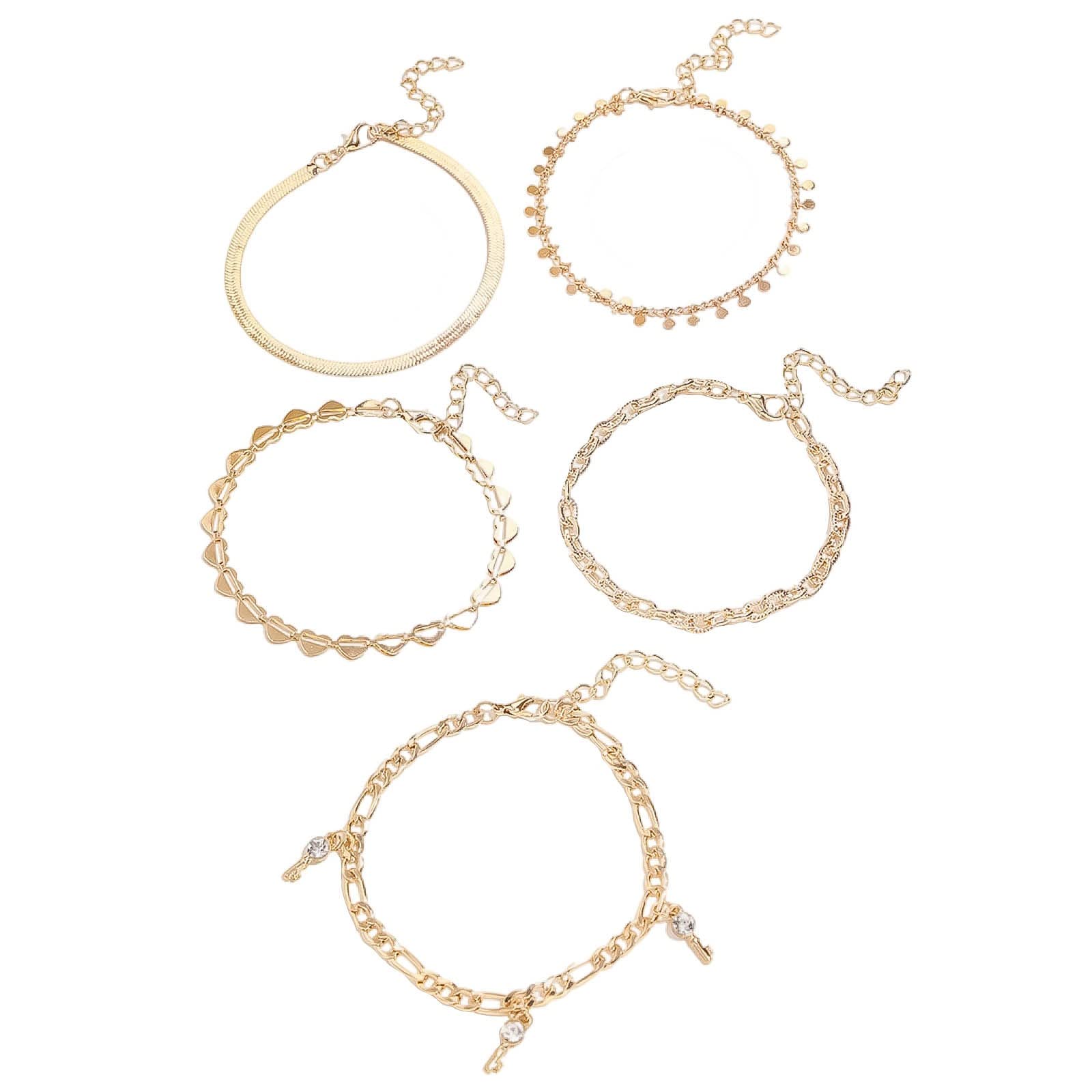 XUEJIN Women's Adjustable Layered Ankle Bracelet Set - Gold Alloy Beach Anklet Foot Chain Jewelry Gift for Girls | Perfect for Summer Vacations, Beach Parties & Boho Fashion Accessories