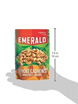 Premium Emerald Roasted & Salted Whole Cashews - 5 Oz Resealable Stand-Up Bag (Pack of 3) | Healthy Snack for Office, Travel & Party | Gluten-Free & Non-GMO