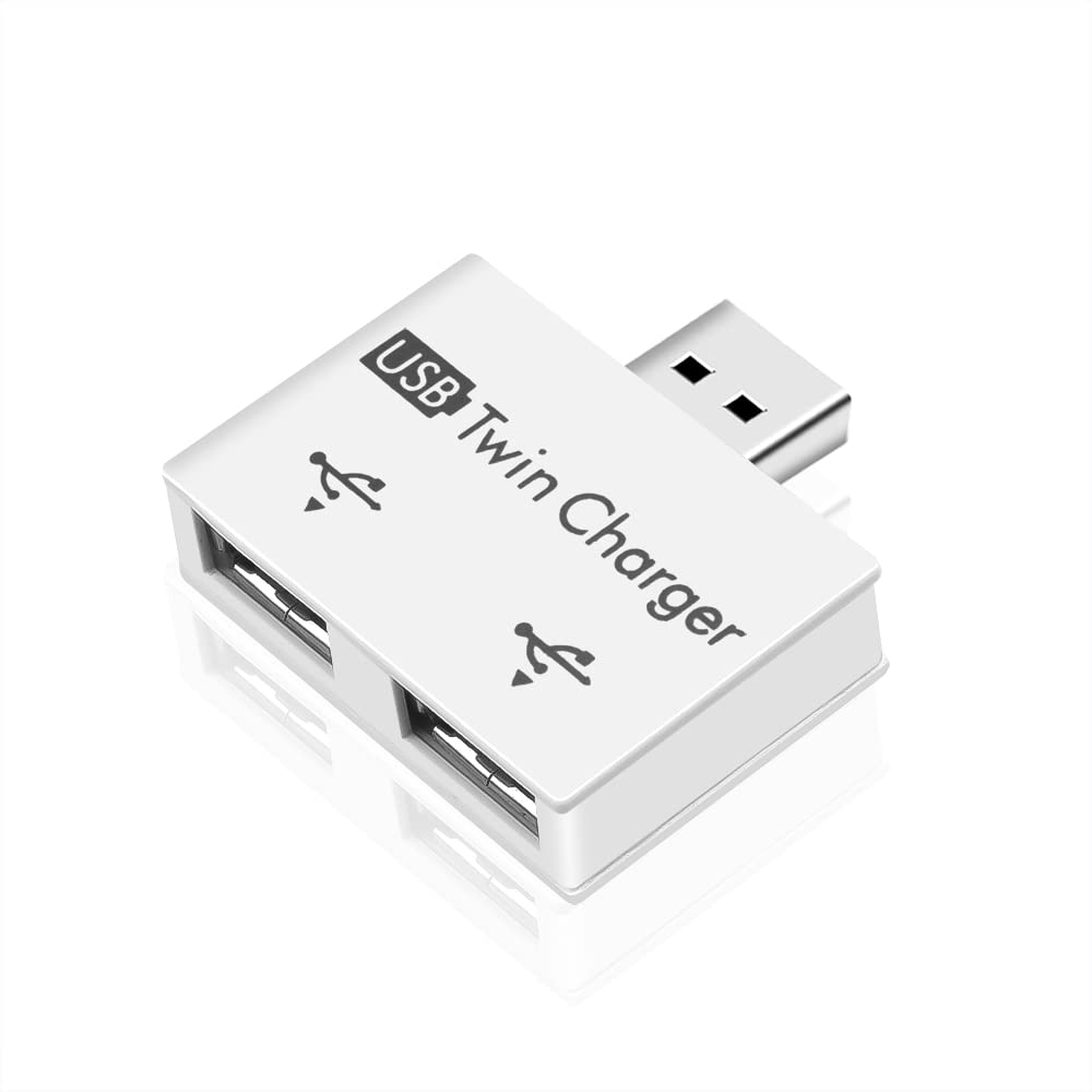 2-Port USB Hub Splitter - Mini USB Charging Adapter for Surface Pro, MacBook, Laptop, PC | Fast Data Transfer & Dual Charging | Perfect for Office, Travel & Home Use (White)