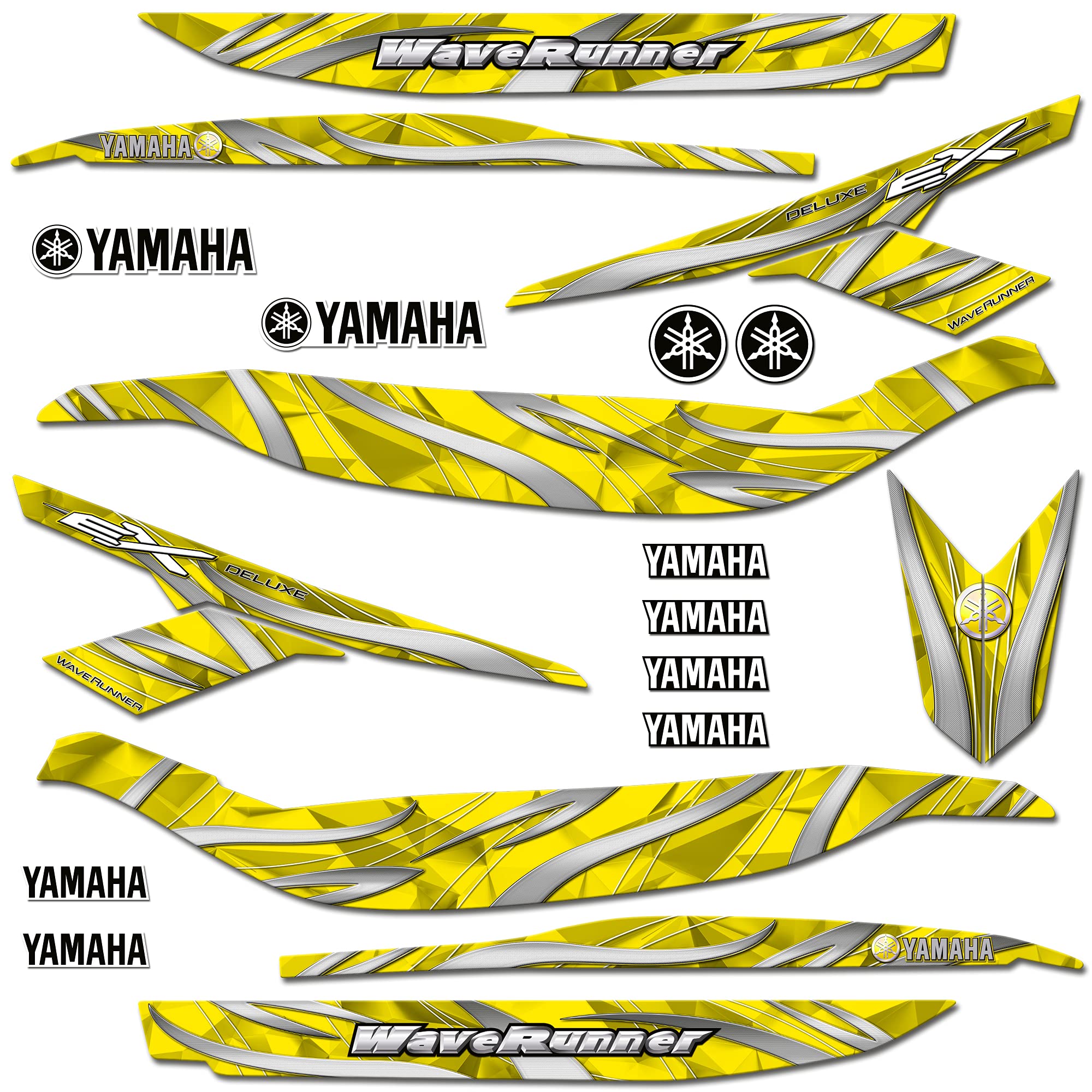 AMR Racing Jet Ski Graphics Trim Kit Sticker Decal for Yamaha WaveRunner EX Deluxe 2017-2020 - High Performance Yellow Vinyl Decals - Perfect for Water Sports & Personalization