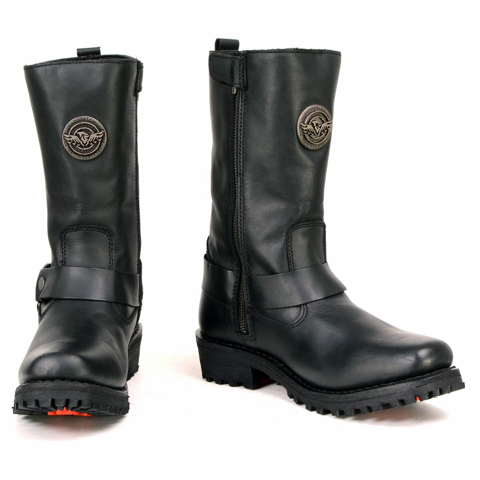 Milwaukee Leather MBL9360 Women's Black Leather 11-Inch Classic Harness Square Toe Motorcycle Boots - Durable Riding Footwear for Harley Davidson & Cruiser Bikes | Perfect for Long Rides & Motorcycle Events