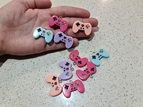 20 Pieces Colorful Game Controller Charms - Resin Pendants for DIY Jewelry Making - Perfect for Keychains, Necklaces, Bracelets & Gamer Gifts (Video Game Theme Accessories)