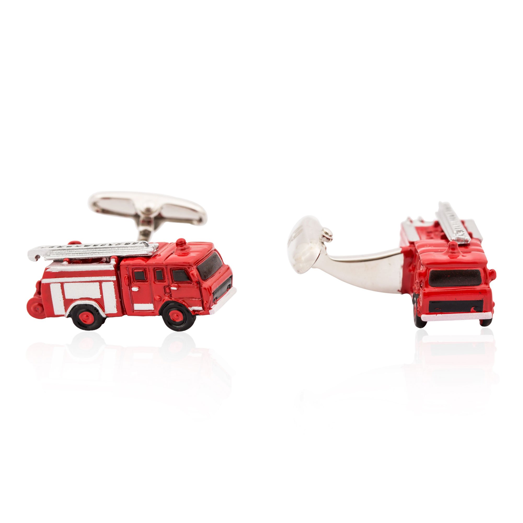 Fireman Cufflinks for Men - Red Fire Engine Design Cuff Links with Gift Box | Perfect Firefighter Gifts for Dad, Husband, Hero | Ideal for Weddings, Promotions & Formal Events
