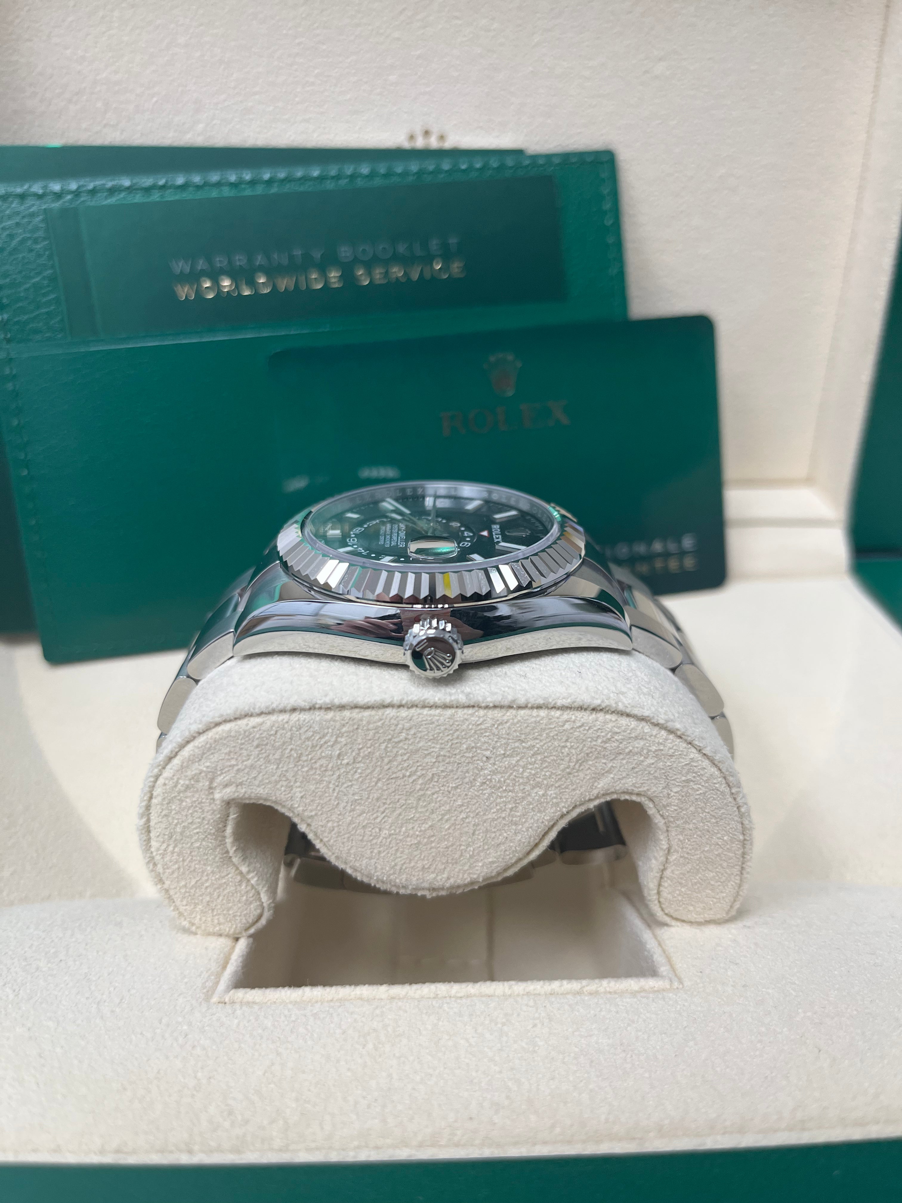 Rolex Sky-Dweller 18K White Gold 42mm Black Dial Stainless Steel Bracelet Ref. 326934 - Luxury Watch for Business Travel & Formal Occasions