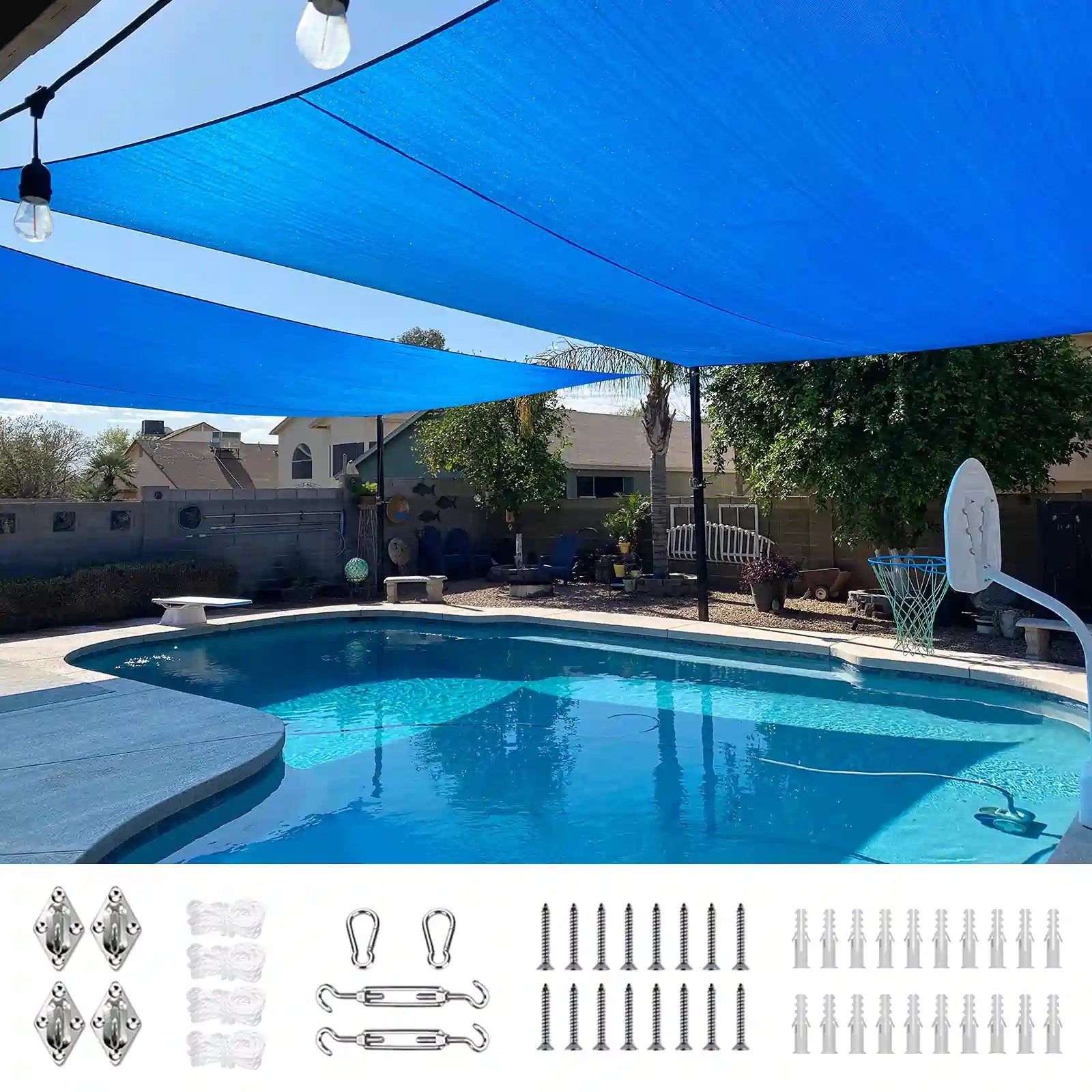 26' x 20' Rectangle Sun Shade Sail - UV Protection Outdoor Canopy for Patio, Garden, Pool & Backyard - Waterproof & Durable Shade Cloth for Sun Shelter