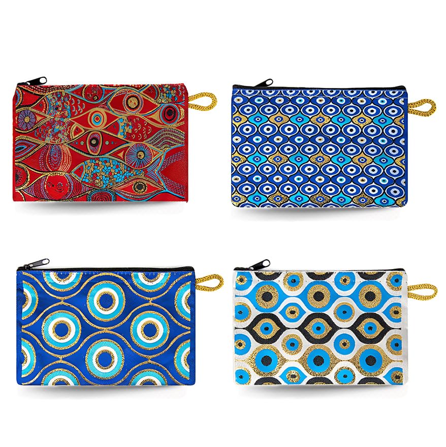Authentic Turkish Woven Purse for Women - Stylish Patterned Zipper Pouch with Keyring, Perfect as Coin Wallet, Makeup Bag & Hip Purse | Great for Travel, Shopping & Everyday Use