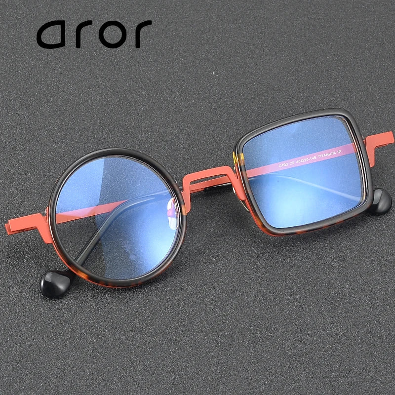 Stylish Unisex Full Rim Square & Round Titanium Acetate Eyeglasses Frame 493100 - Lightweight Durable Glasses for Work, Reading & Fashion Accessories