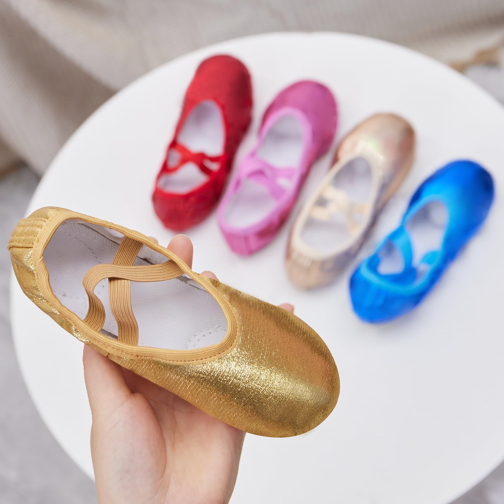Phineein Girls Ballet Shoes - Split-Sole Toddler Dance Shoes with Glitter for Kids | Perfect for Ballet Class, Recitals & Dance Performances