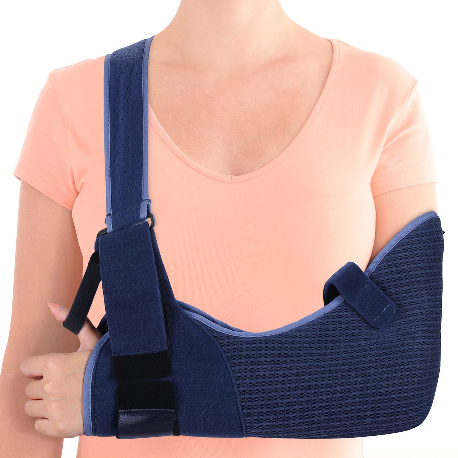 VELPEAU Arm Sling Shoulder Immobilizer - Adjustable Rotator Cuff Support Brace for Shoulder Injury Relief - Comfortable Medical Sling for Broken, Dislocated, Fractured or Strained Arm (Small) - Left & Right Arm Support for Men & Women - Ideal for Post-Surgery Recovery & Sports Injury Protection