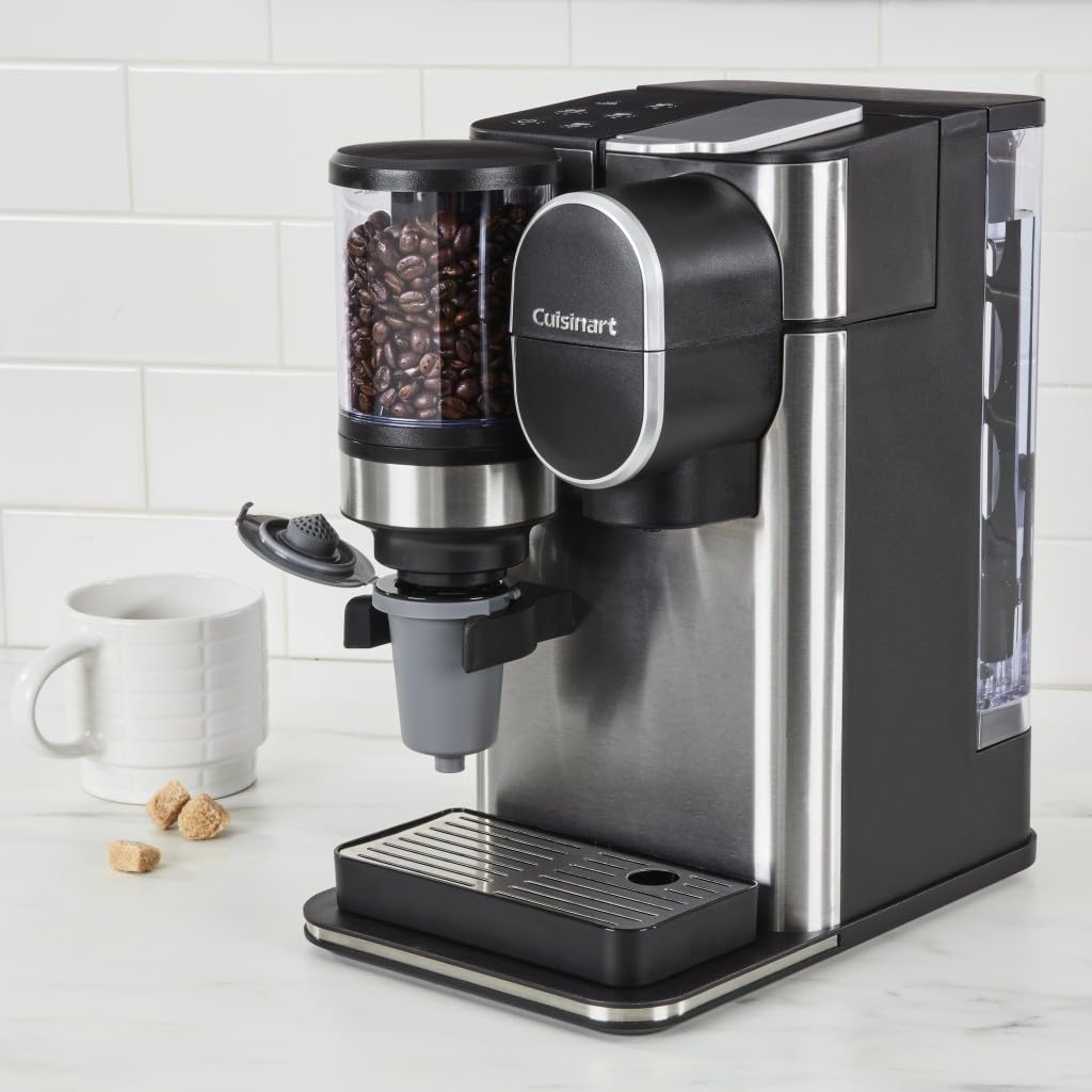 Cuisinart DGB-2SS Single Serve Coffee Maker with Built-in Coffee Grinder, 48oz Removable Water Reservoir, 120V Stainless Steel - Perfect for Home, Office & Small Kitchens