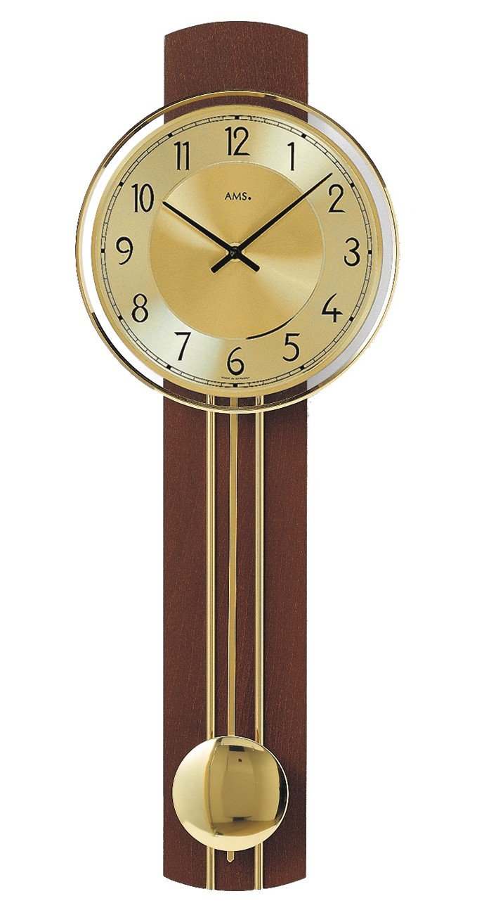 AMS 7115/1 Classic Wooden Pendulum Clock - Vintage Wall Clock with Westminster Chime for Living Room, Bedroom & Office Decor | Silent Non-Ticking Mechanism