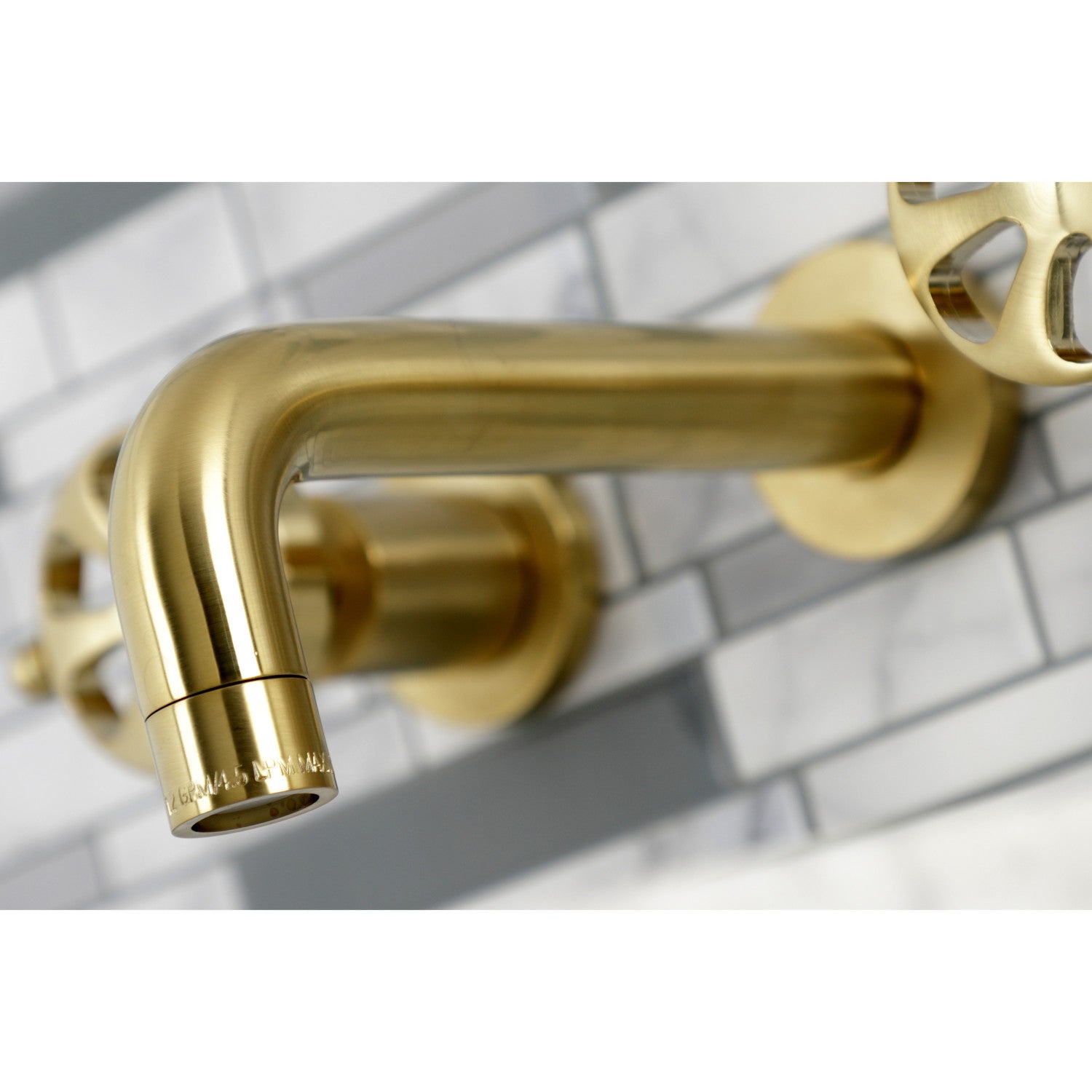 Belknap KS8127RX Brushed Brass Double Handle 3-Hole Wall Mount Bathroom Faucet - Perfect for Modern Bathroom & Powder Room Renovations