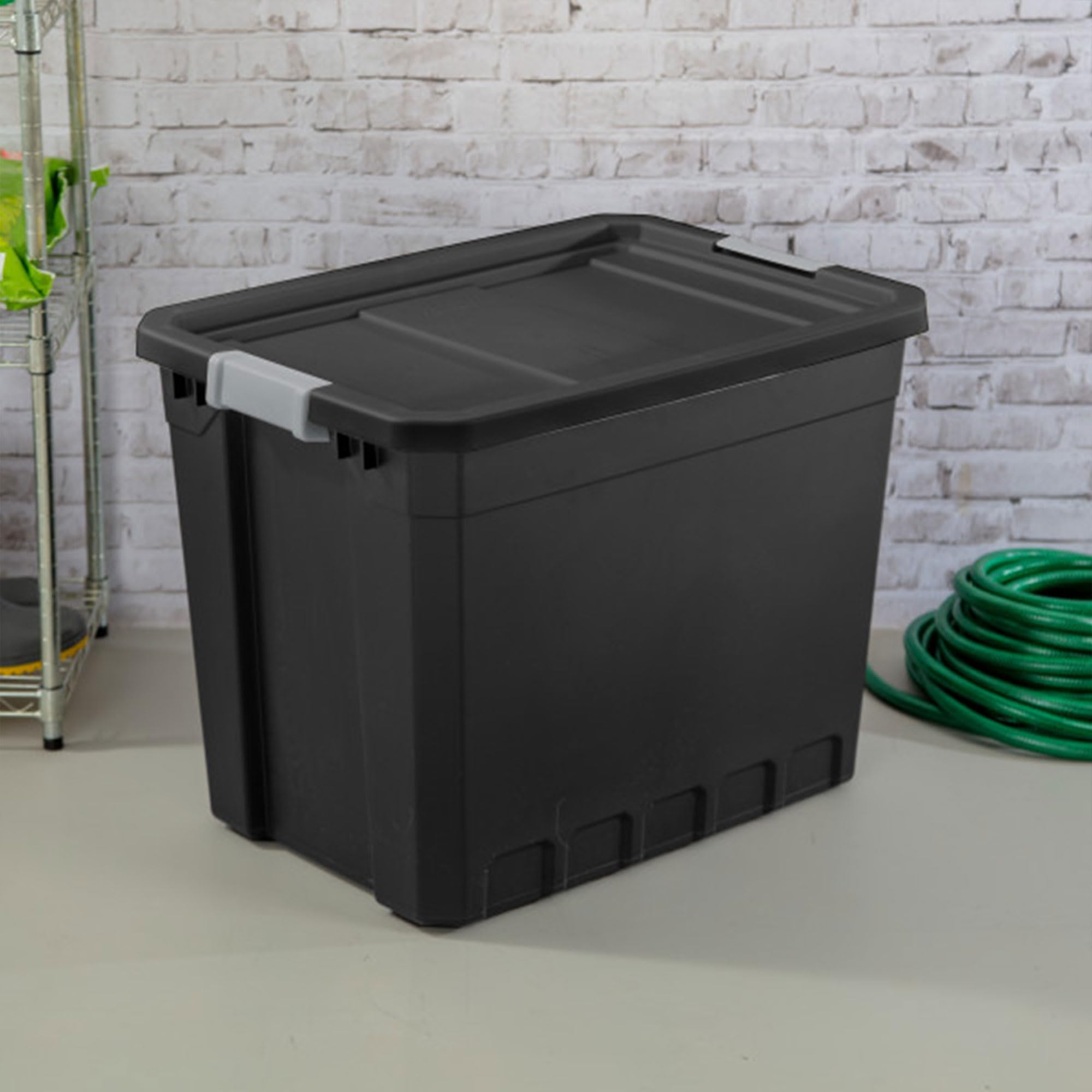 Sterilite 16-Pack 27 Gallon Black Plastic Storage Bins with Lids - Stackable Organizing Containers for Home, Office, Garage & Closet Storage Solutions