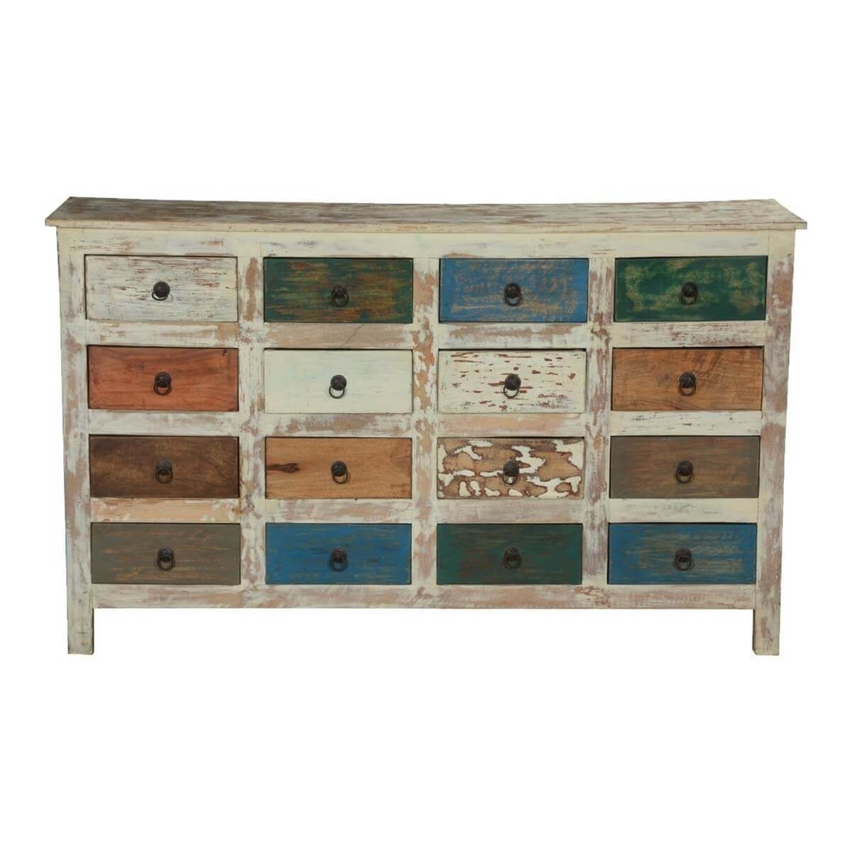Premium Indian Mango Wood 16-Drawer Horizontal Dresser - Solid Wood Bedroom Storage Furniture for Clothes, Bedding & Accessories | Perfect for Master Bedroom, Guest Room & Dorm Organization
