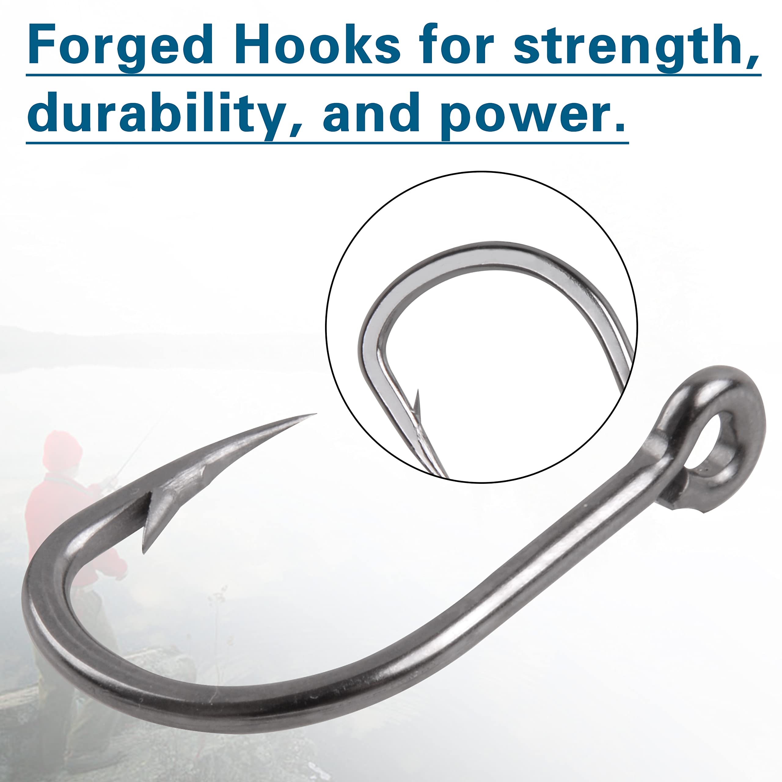 Stainless Steel Saltwater & Freshwater Fishing Hooks - 2X Strong Sharpened Circle Hooks for Live Bait, Ocean & Lake Fishing | Durable Assist Hooks for Bass, Trout & Saltwater Species