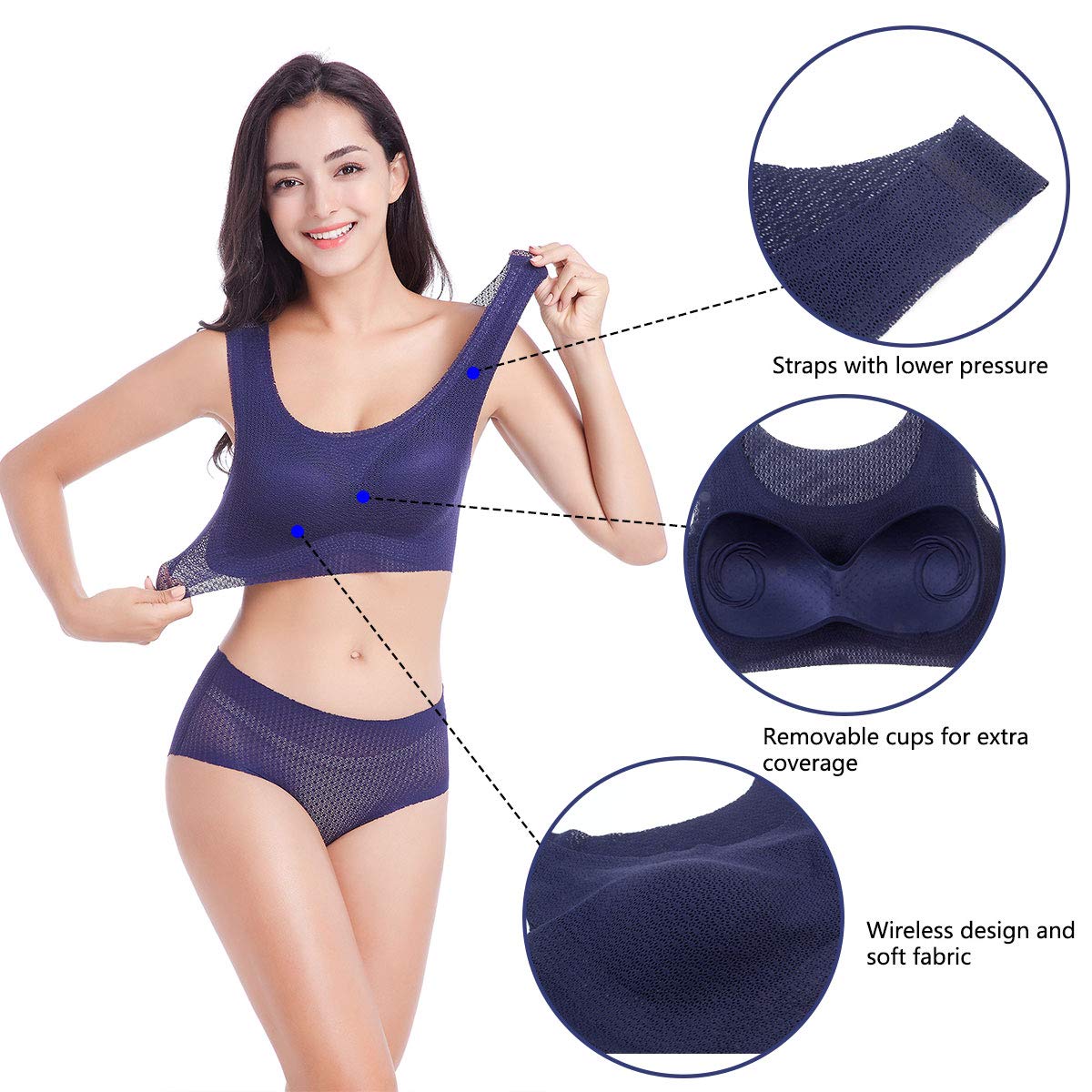 FEOYA Women's Sleep Bra Plus Size - Wireless Stretch Bralette for Sports & Comfort - Perfect for Yoga, Lounge & Nightwear