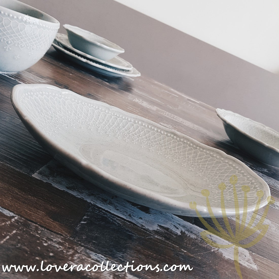 French Lace Dinnerware Set - Elegant Porcelain Plates & Bowls for Formal Dining, Wedding Reception & Holiday Table Setting (50% Off Limited Time Sale)