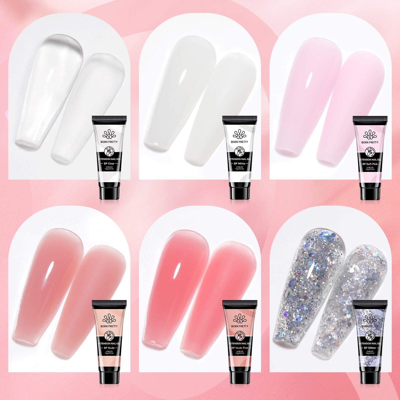 6 Colors Extension Nail Gel Starter Kit - Professional DIY Nail Art Set for Salon Quality Manicures at Home | Perfect for Parties, Weddings & Special Occasions