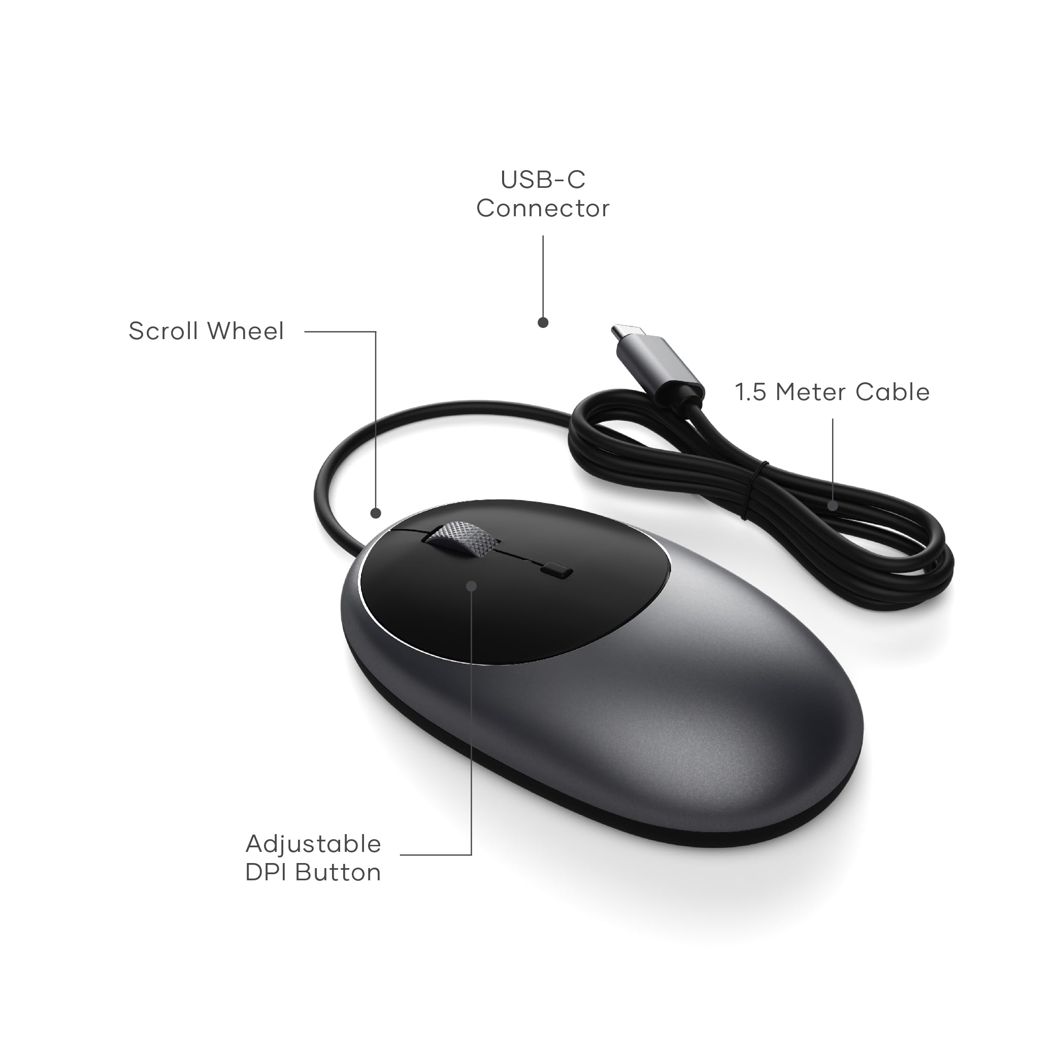 Satechi Slim W3 Wired Keyboard & Aluminum C1 Wired Mouse Bundle - USB C Backlit Keyboard with Adjustable DPI Mouse for MacBook Pro/Air, iPad Pro/Air, iMac, PC Laptops & Desktops - Perfect for Home Office, Gaming & Productivity Workstations