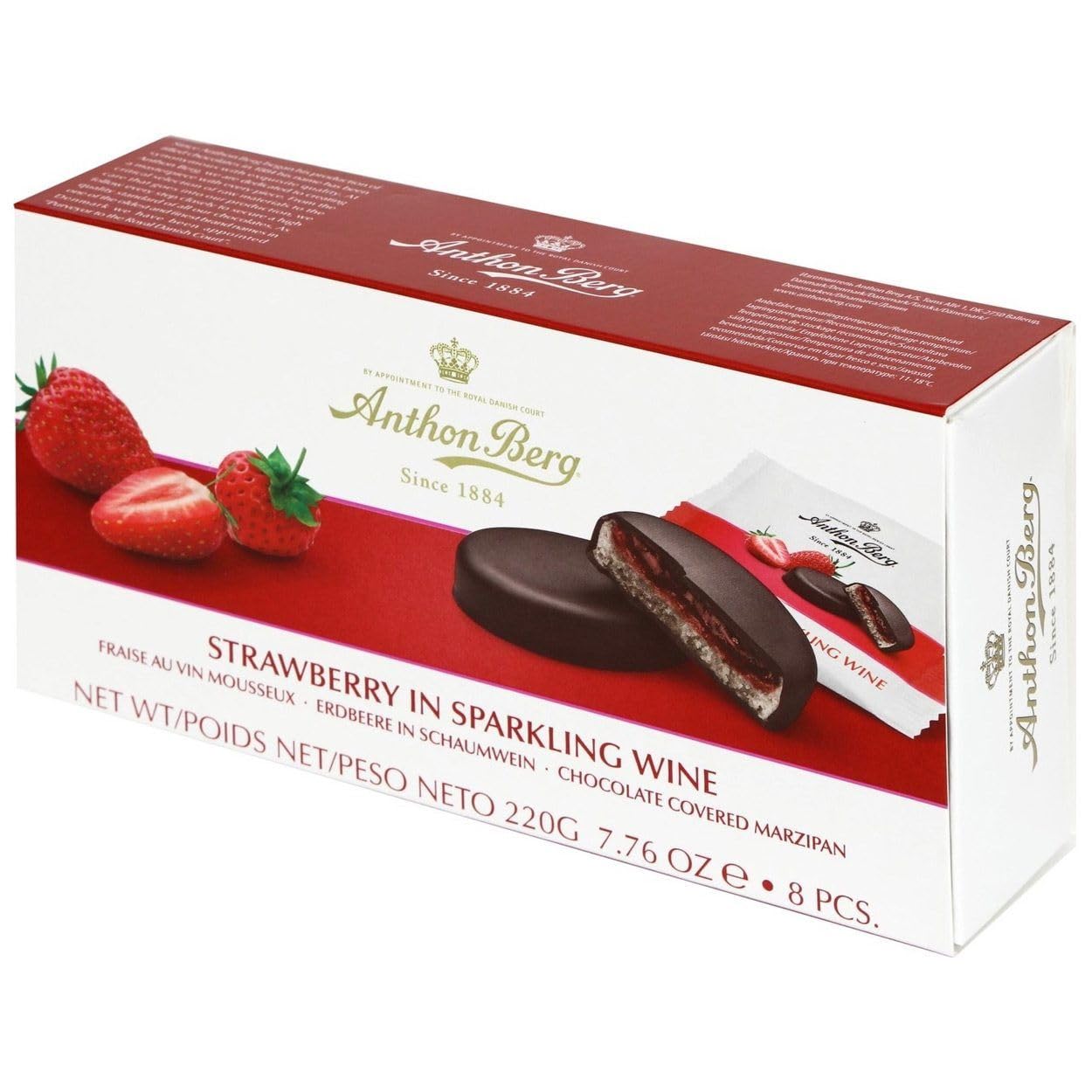 Premium Anthon Berg Strawberry Chocolate 220g - Gourmet Belgian Chocolate Gift Box for Valentine's Day, Birthday & Anniversary - Perfect for Romantic Gifts, Corporate Events & Holiday Treats