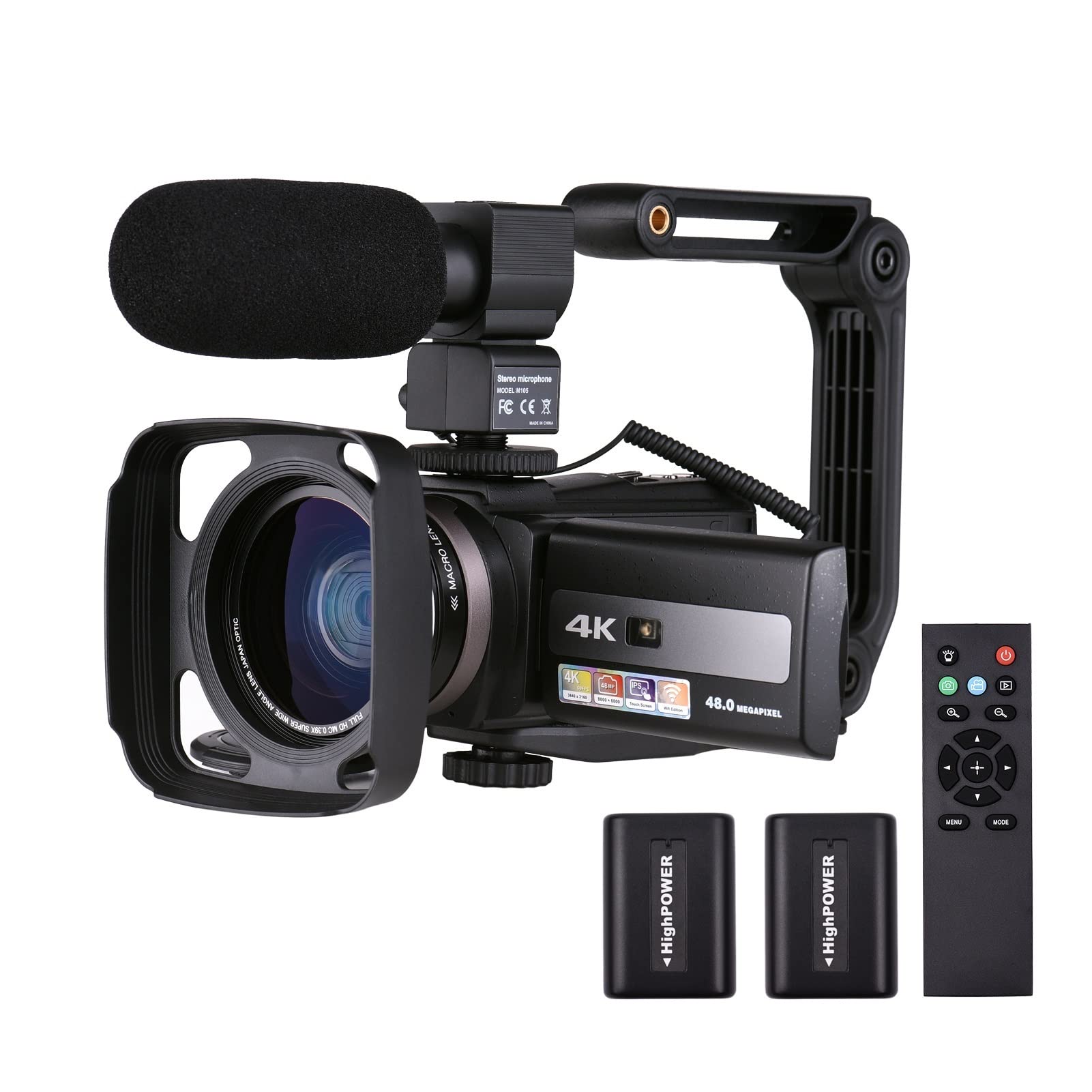 4K 60FPS Ultra HD Digital Video Camera with 48MP & 16X Zoom - WiFi Sharing, Time Lapse, Slow Motion - Perfect for Vlogging, Travel Filming, and YouTube Content Creation