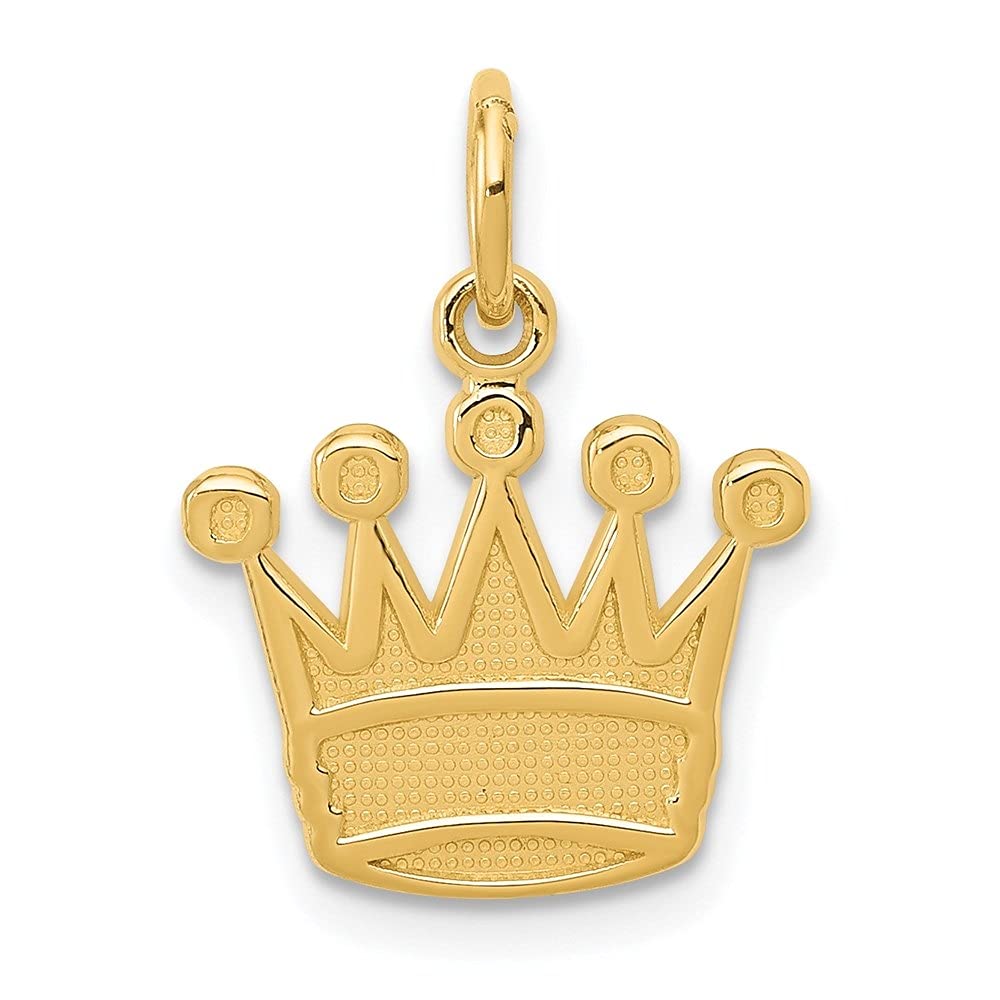 14K Yellow Gold King's Crown Pendant Necklace for Women - 20mm x 12mm Elegant Jewelry Gift for Birthday, Anniversary & Special Occasions