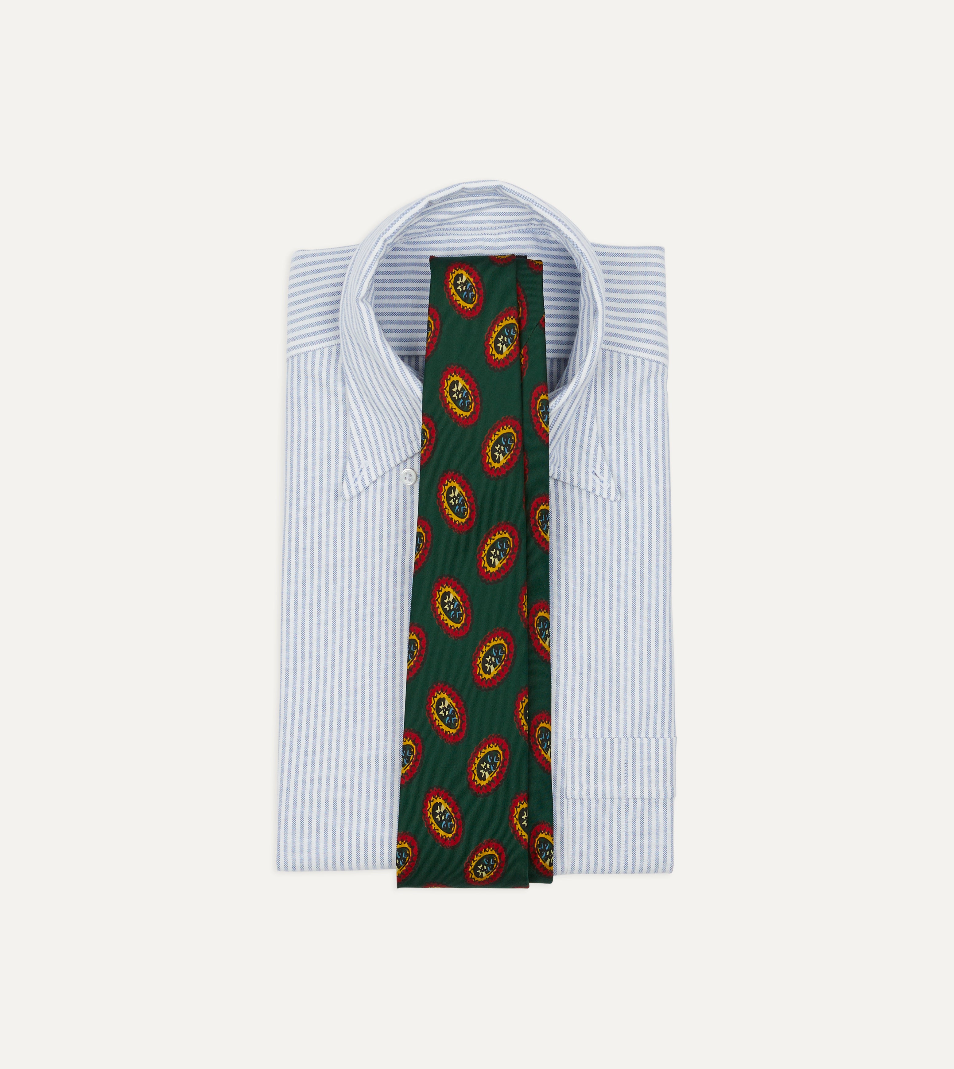 Elegant Green Oval Medallion Print Silk Necktie - Perfect for Business Meetings, Weddings & Formal Events